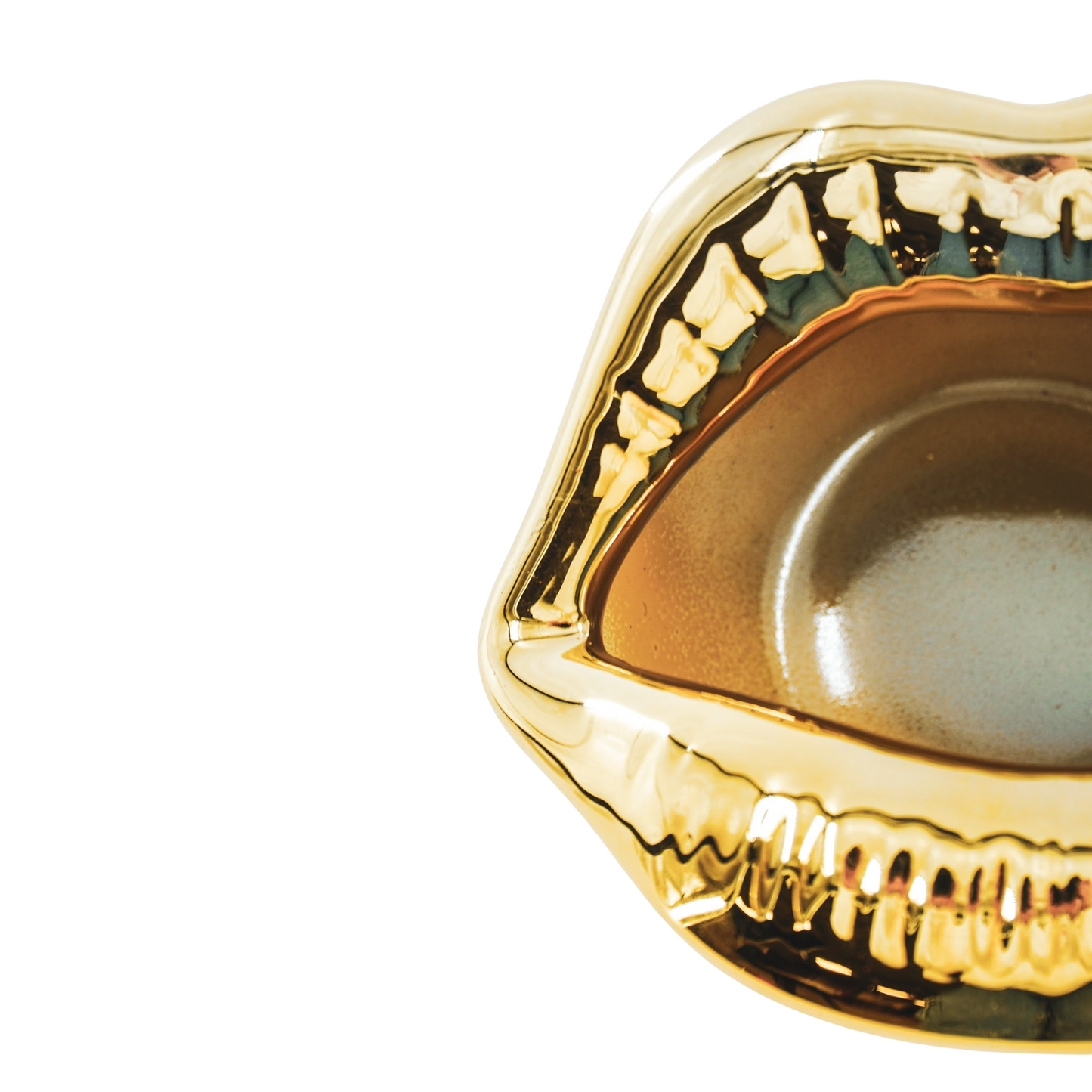 Pot - Ornament - Lip - Ceramics - Gold - 12,5x11x7,5cm