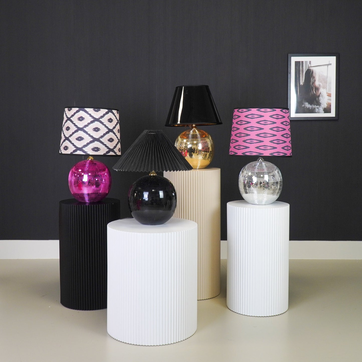 Lamp - Disco ball - Glass - Pink - 20x20x20cm