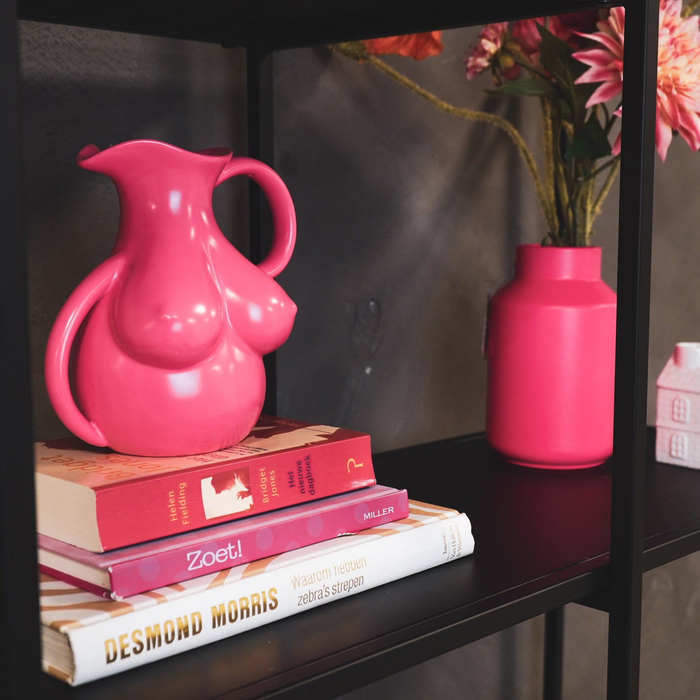 Vase- Breasts Jug - Ceramics - Neon Pink - - 6,5x11x18cm