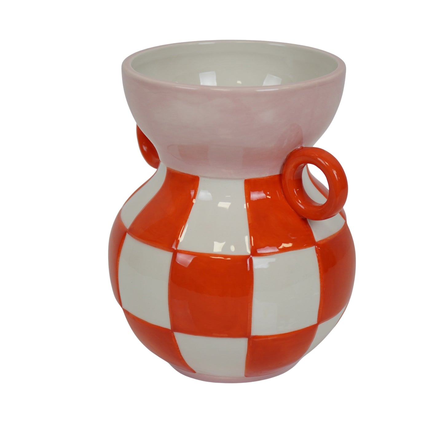 Vase - Jug - Ceramics - Orange/Pink -14,5x14x17cm