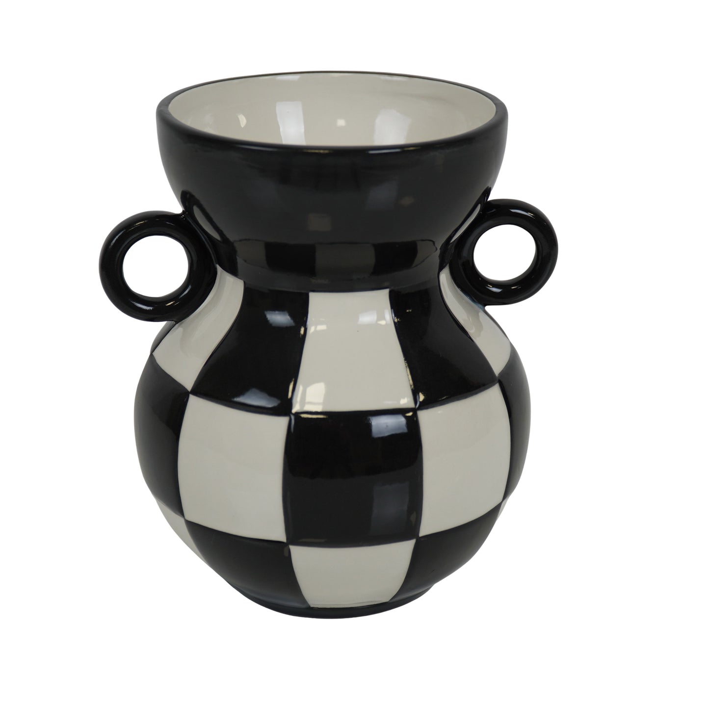 Vase - Jug - Ceramics - Black/White - 14,5x14x17cm