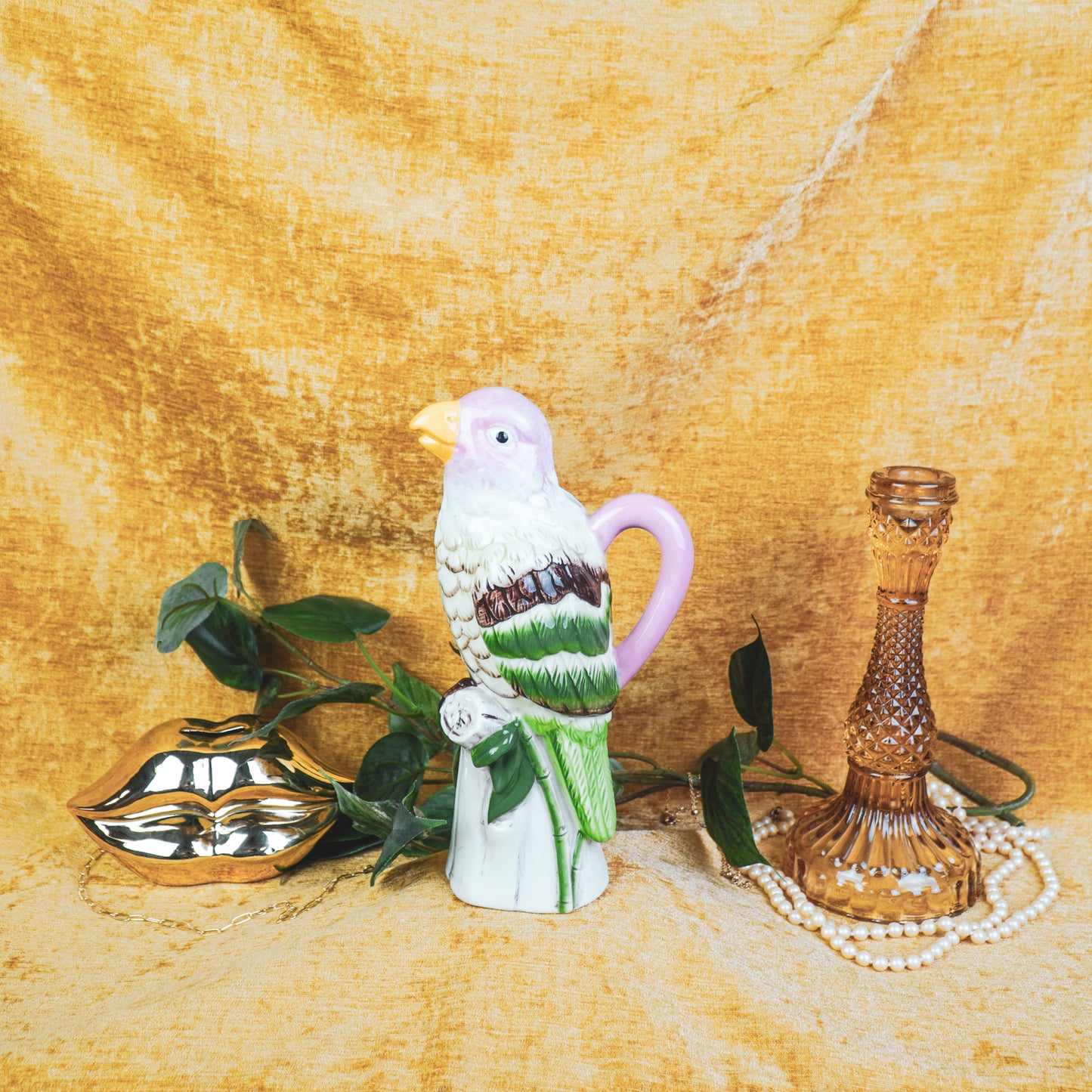 Vase - Bird- Dolomite- Pink-12*9*23cm