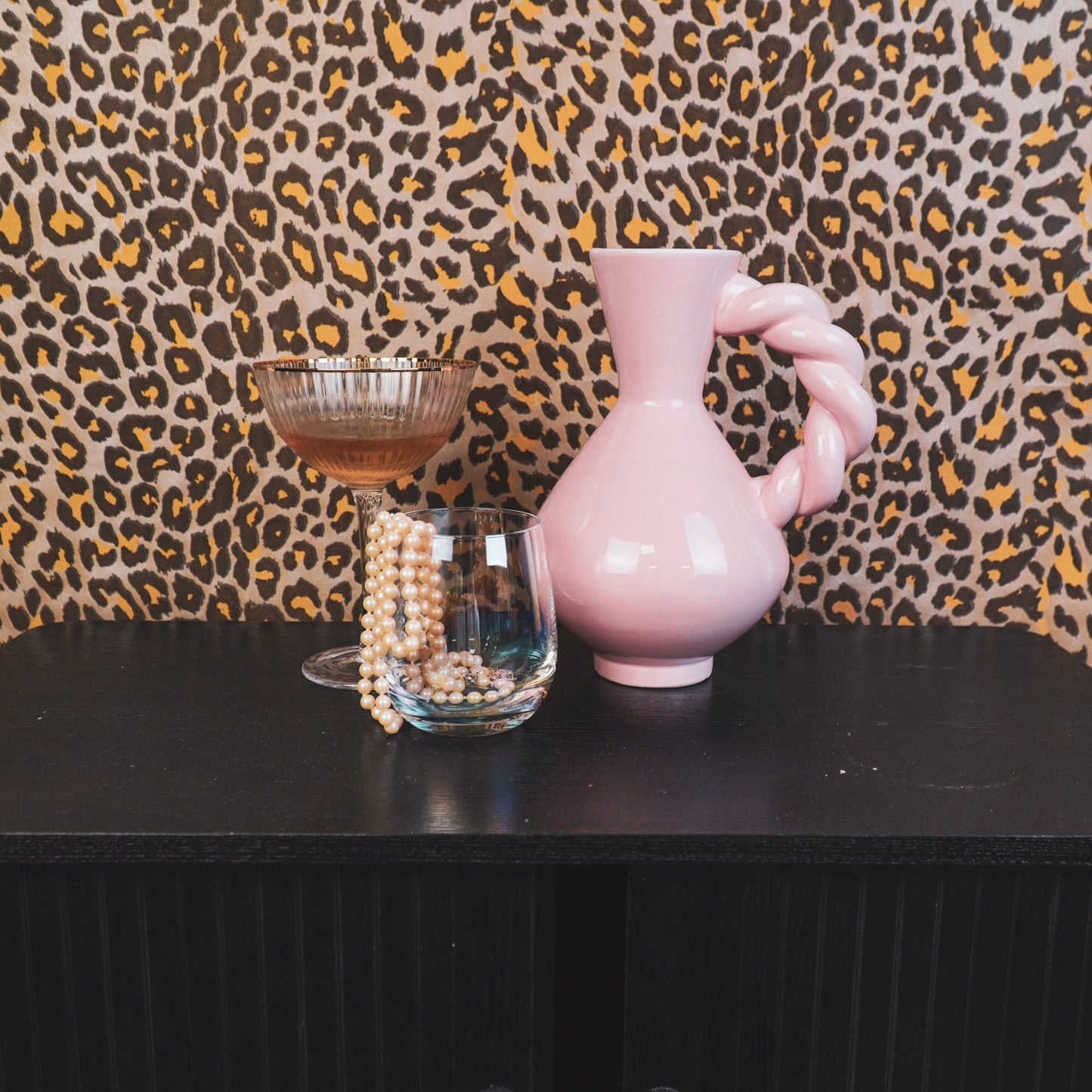 Vase - Twisted Handle - Dolomite - Pink - 17.5x13.5x22cm