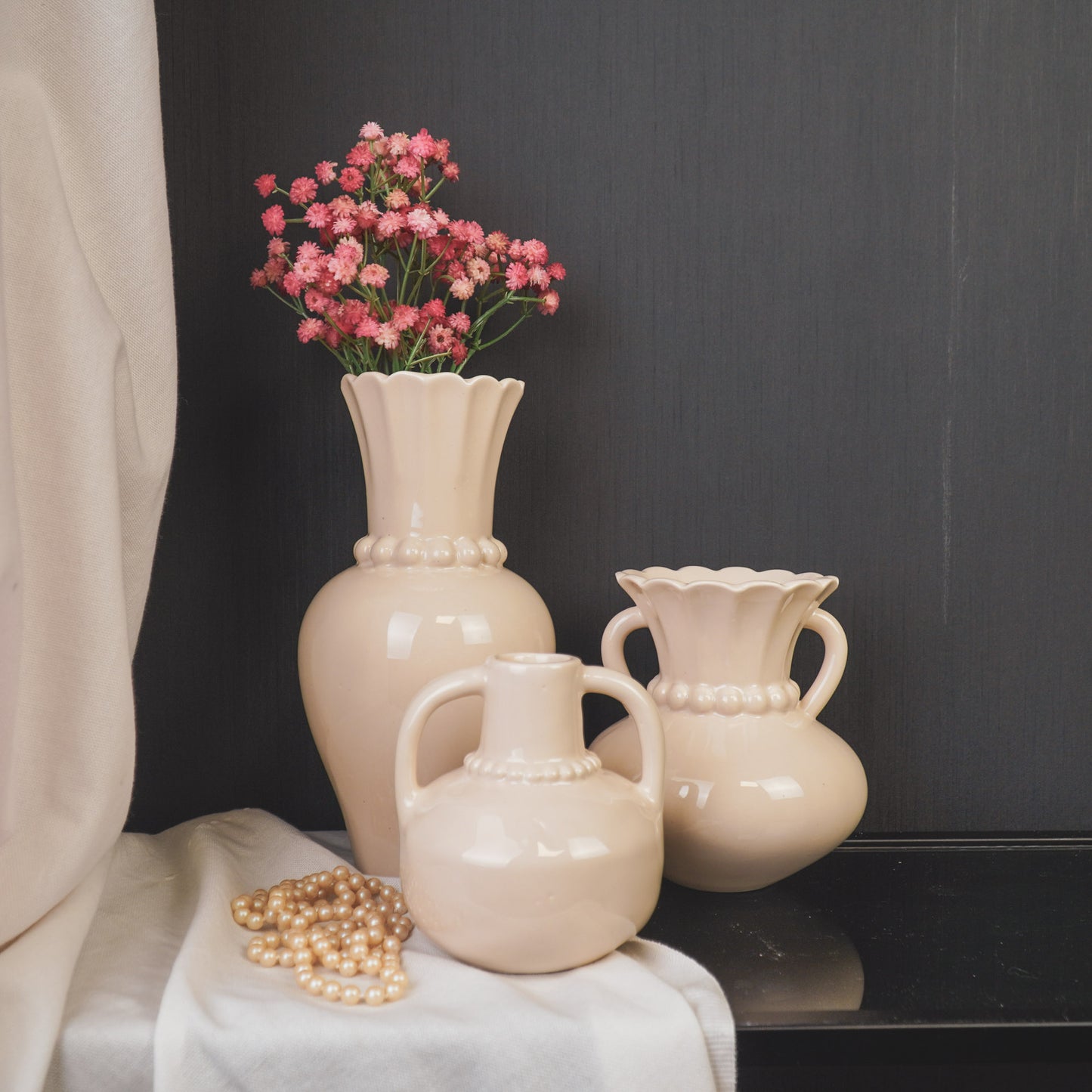 Vase - Pearl Neck - Stoneware- Sand- 11x10x12cm