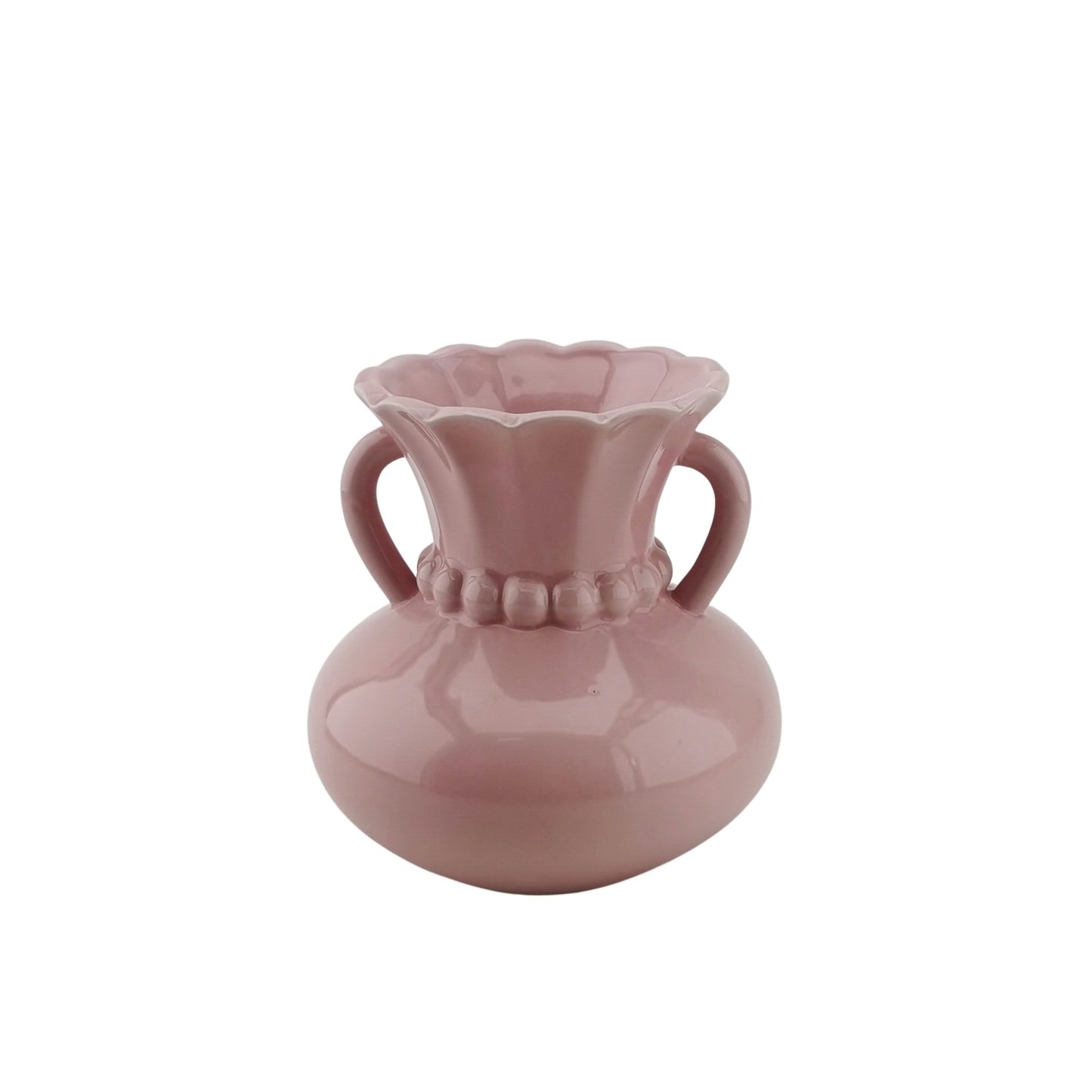 Vase - Pearl Neck - Stoneware- Light Pink- 14x14x15cm