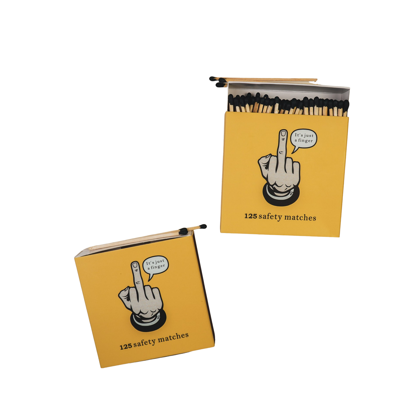 Matchbox - Lucifer Box Middle Finger- Yellow - 11x11x3cm