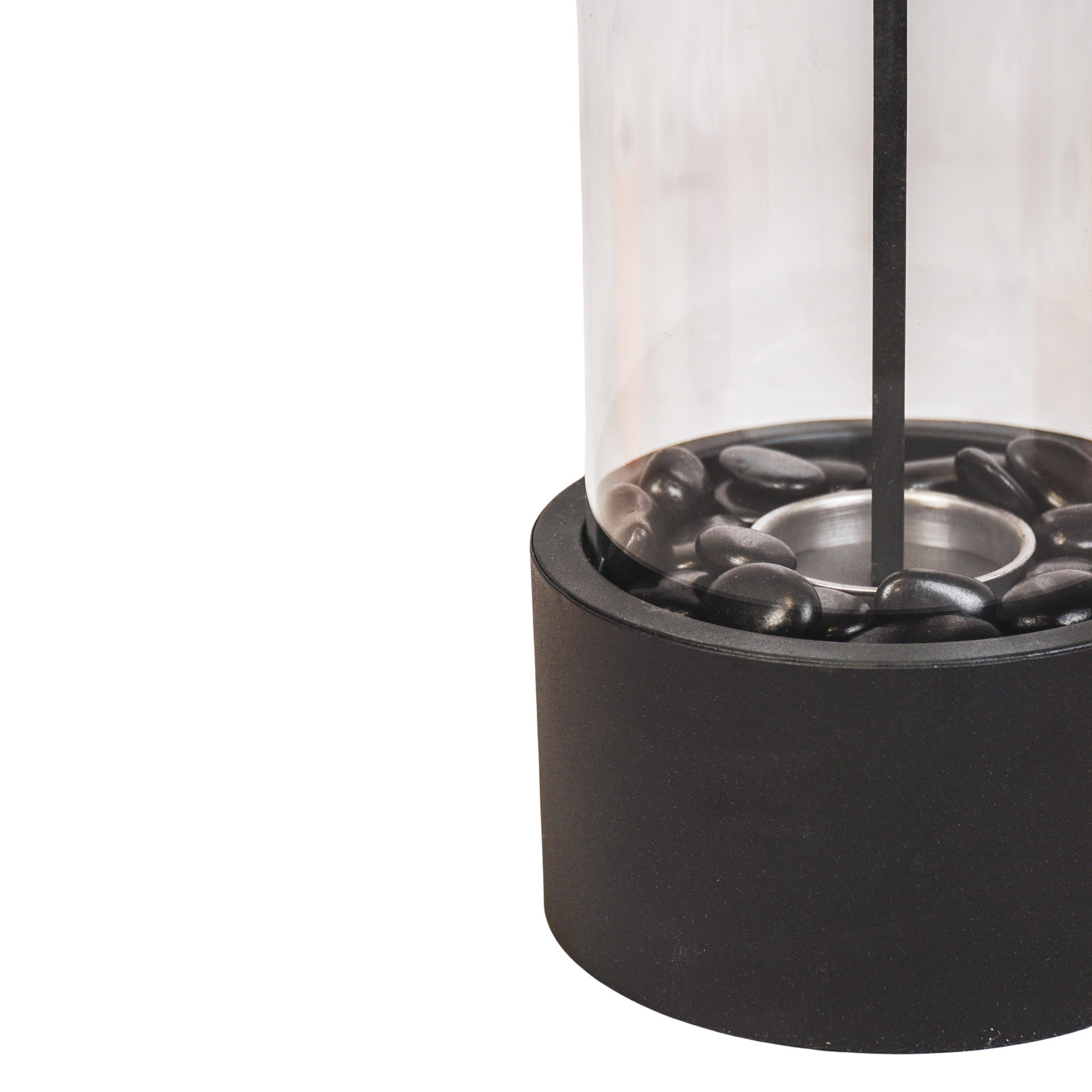 Table Fireplace - Round - Metal/Glass - Black - 18x18x26,5cm