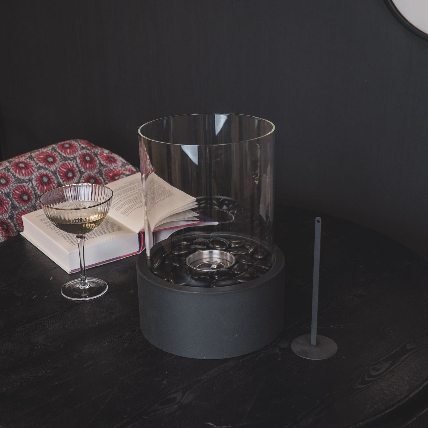 Table Burner - Round - Metal/Glass - Black - 21x21x28 cm