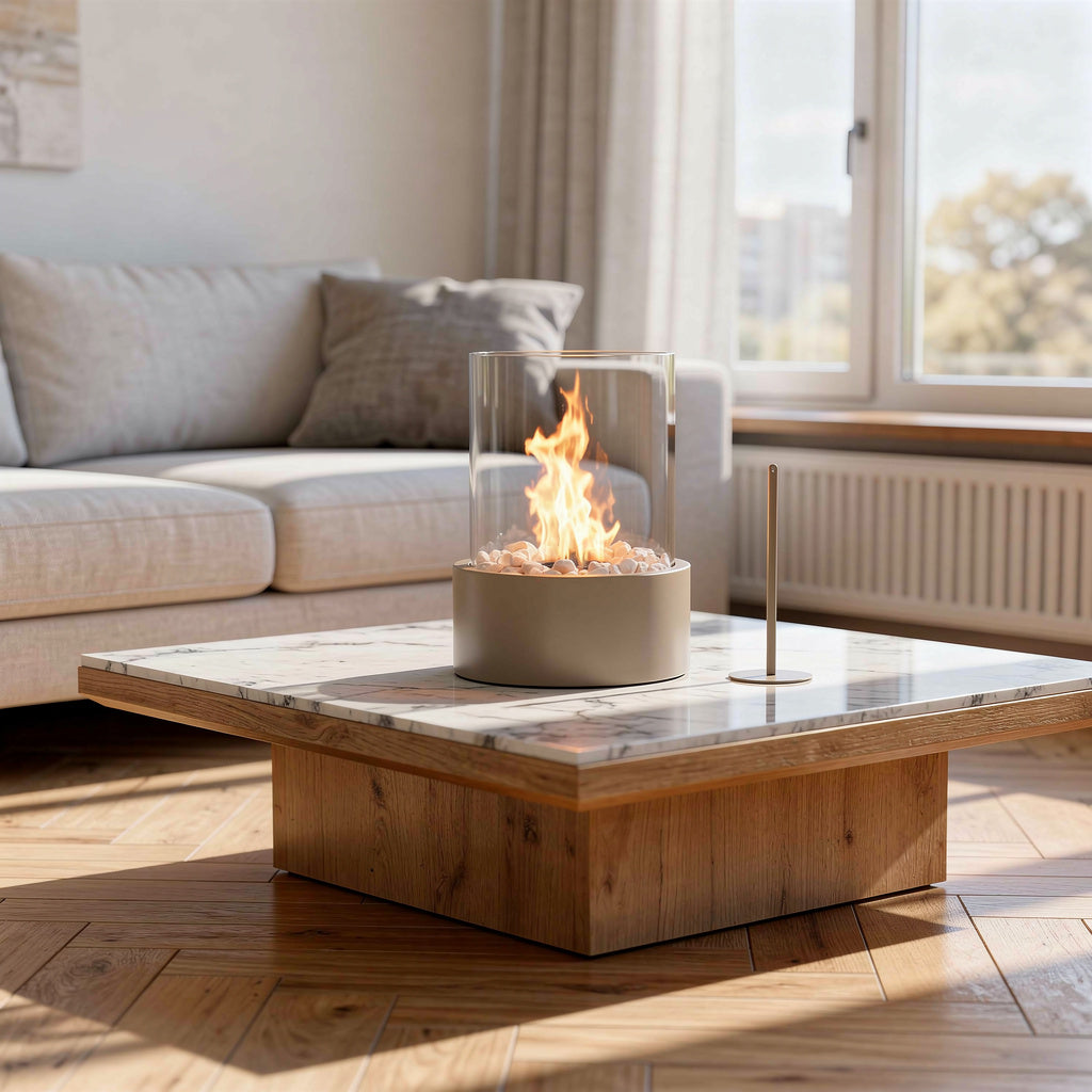 Table Fireplace - Round - Sand - 21x21x28cm