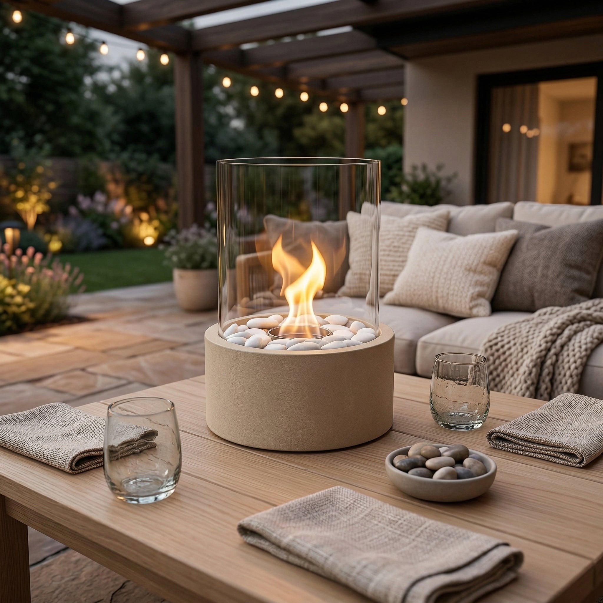 Table Fireplace - Round - Sand - 21x21x28cm