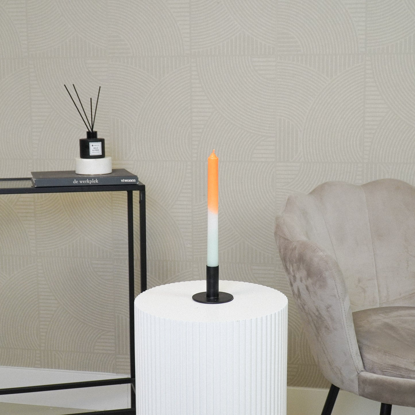 Candleholder - Basic - Metal - Black - 8x8x6,5cm