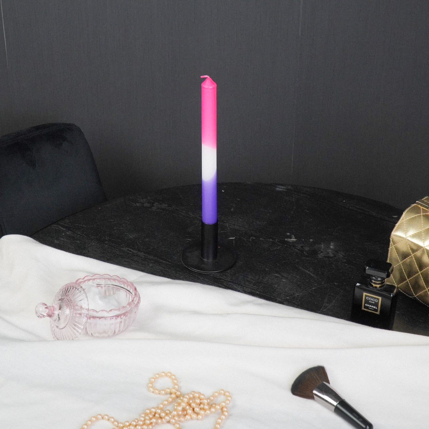 Candleholder - Basic - Metal - Black - 8x8x6,5cm