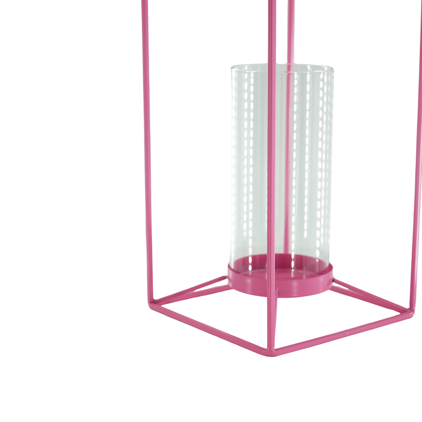 Latern - Metal/Glass - Pink - 14,5x14,5x25cm