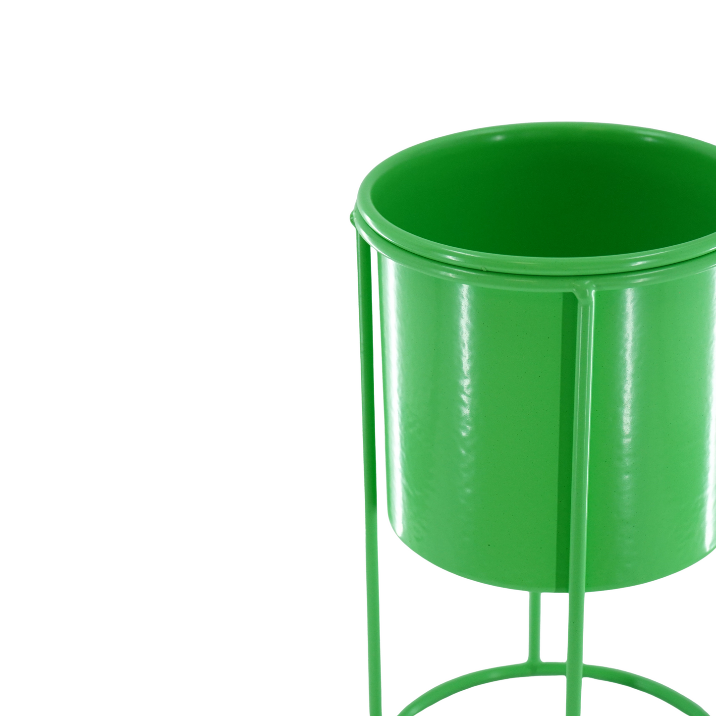 Plant Holder - Metal - Green - 11x11x19cm