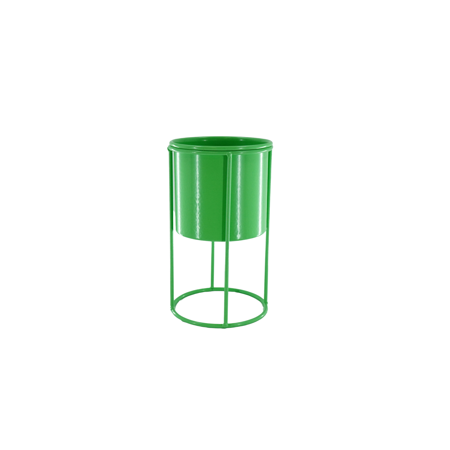 Plant Holder - Metal - Green - 11x11x19cm