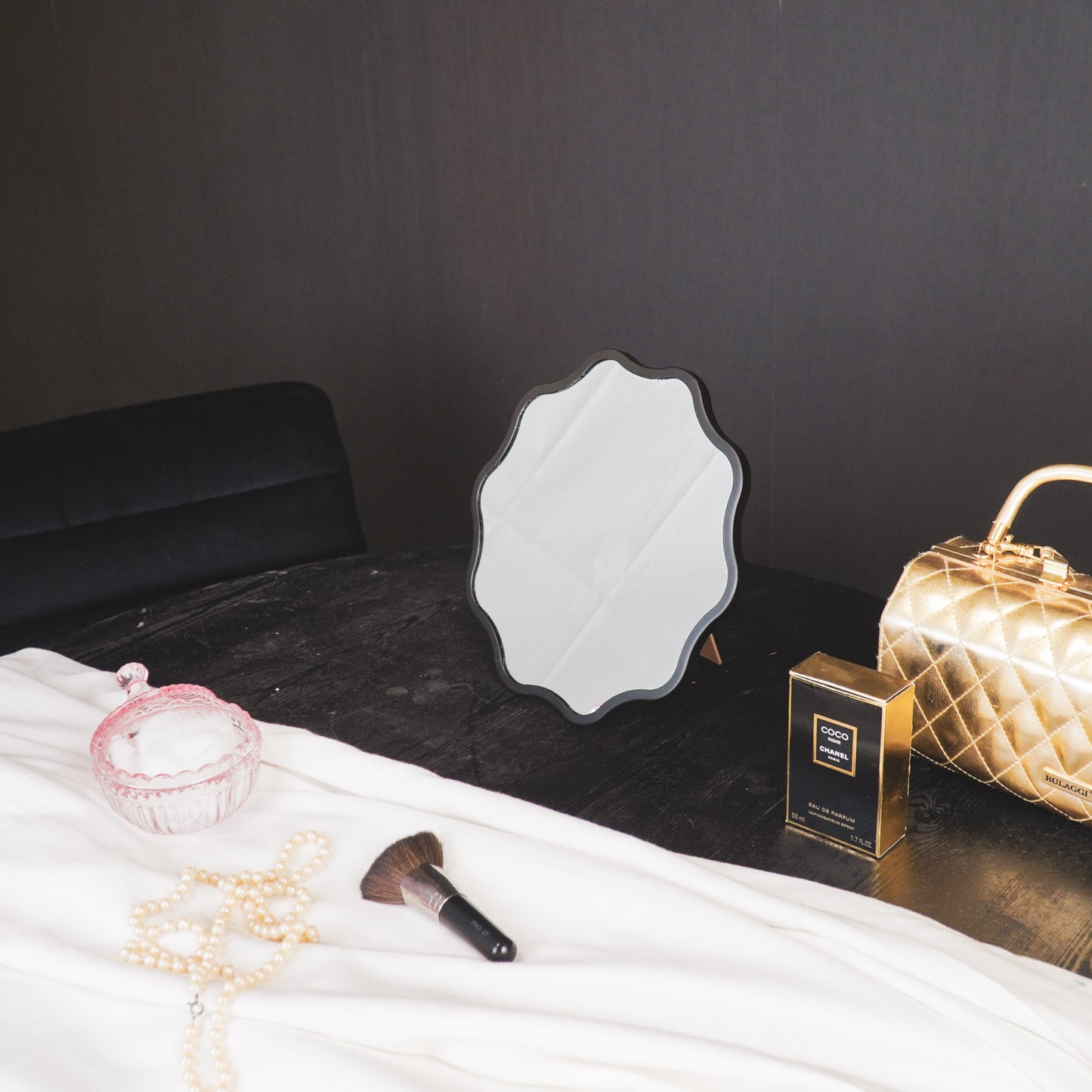 Make up Mirror - Round - Black - 25x1x25cm