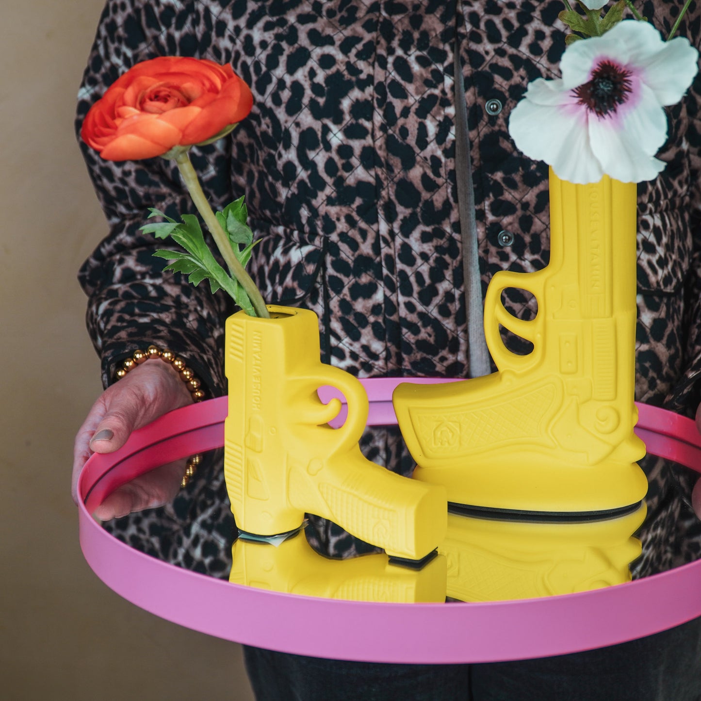 Vase - Gun - Ceramics - Neon Yellow - 15x9x23cm