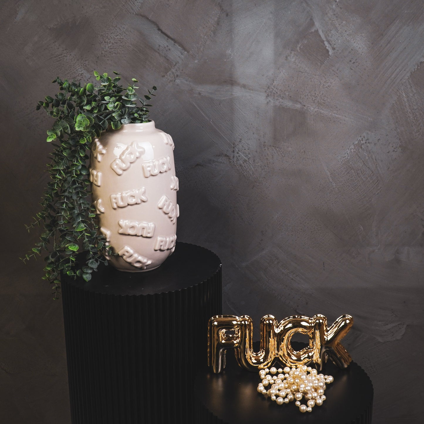 Vase - 'FUCK' - Ceramics - Beige - 17x17x27cm