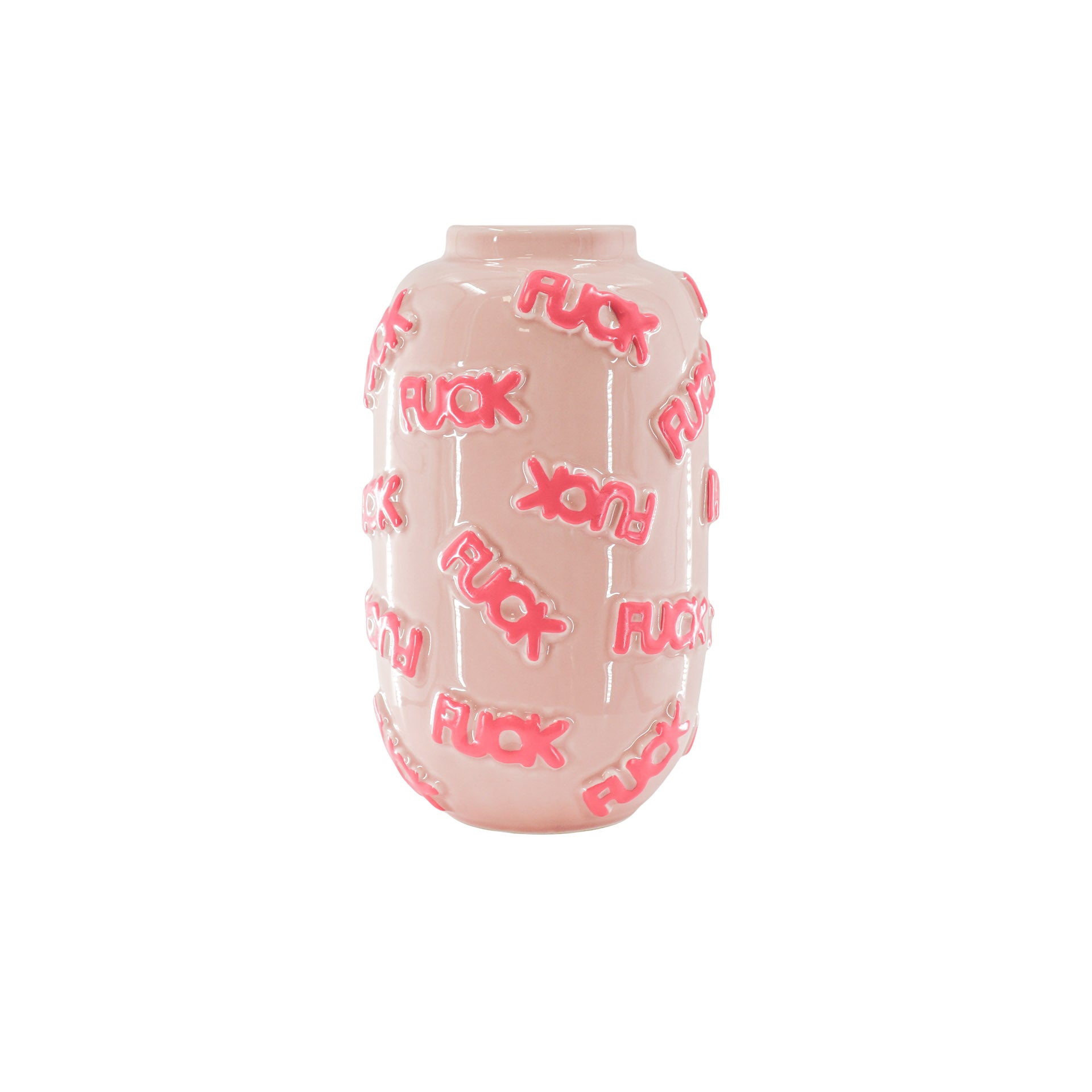 Vase - 'FUCK' - Ceramics - Pink - 17x17x27cm