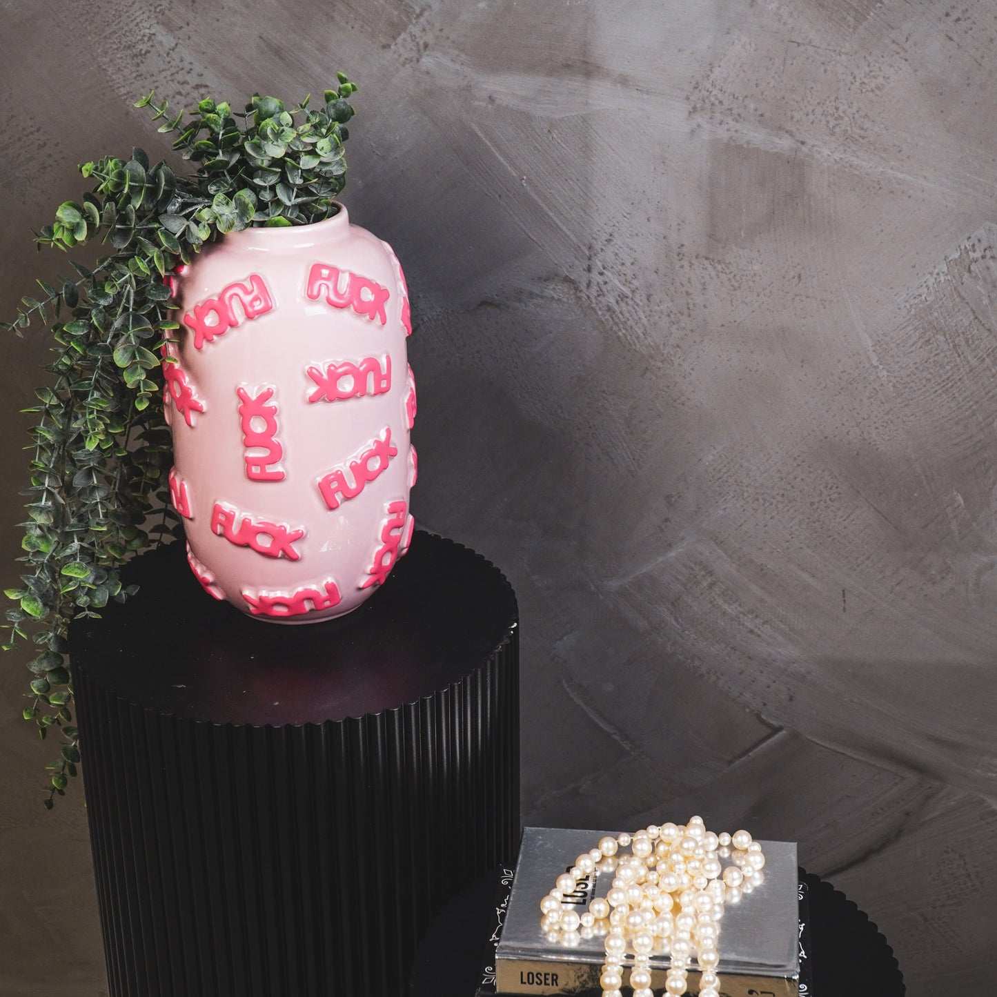 Vase - 'FUCK' - Ceramics - Pink - 17x17x27cm