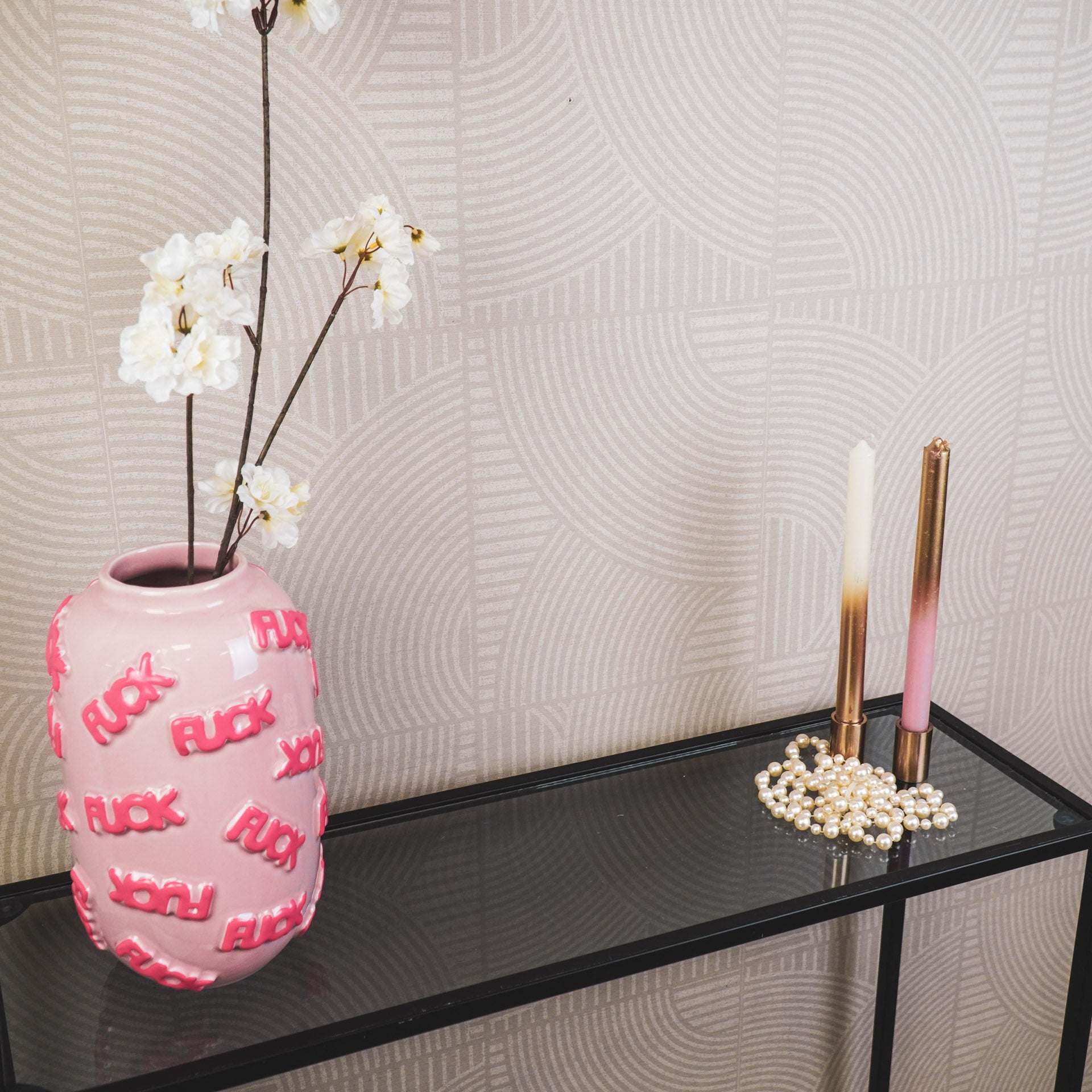 Vase - 'FUCK' - Ceramics - Pink - 17x17x27cm