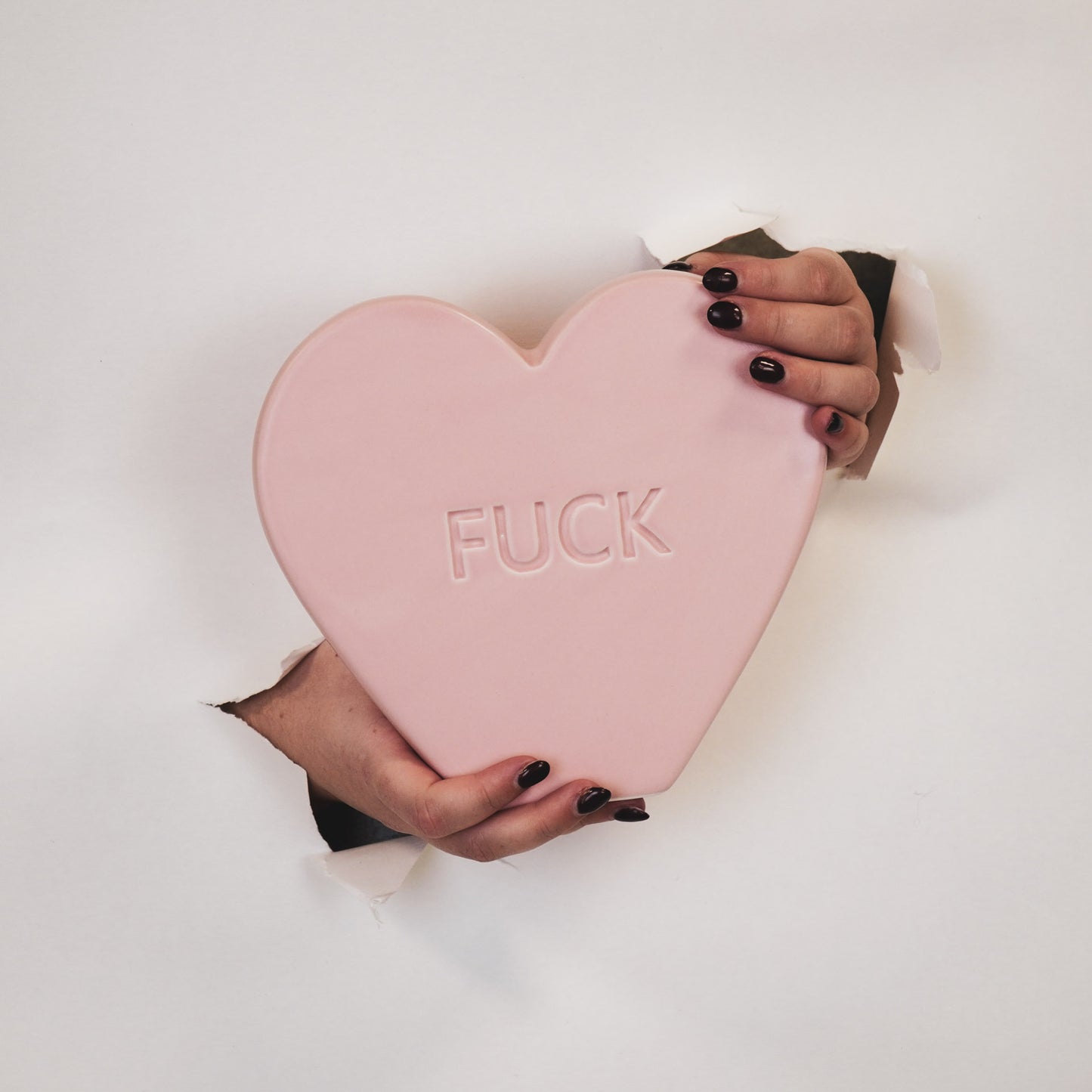 Ornament- Candy Heart 'FUCK'- Light Pink- 20x4x18,5cm