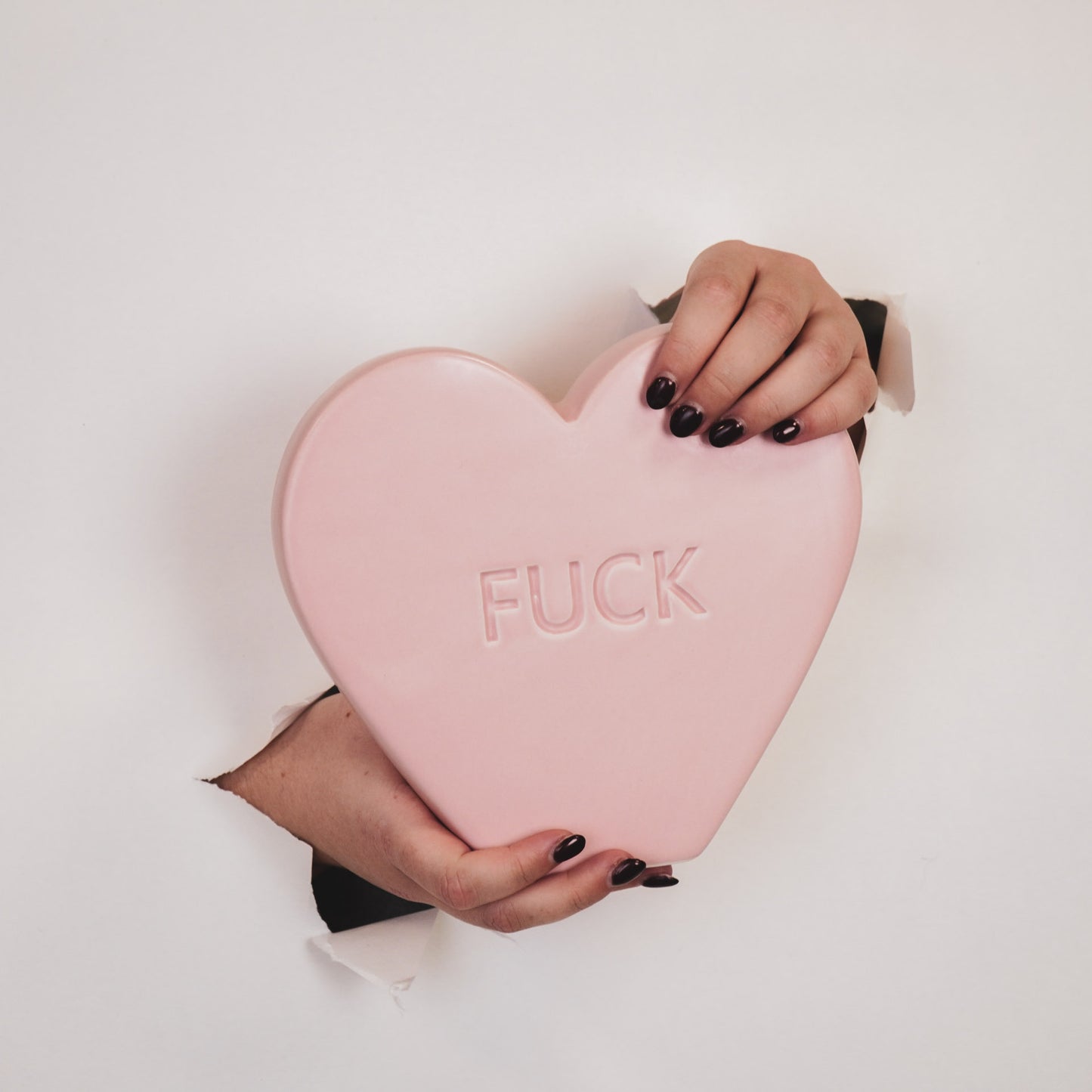 Ornament- Candy Heart 'FUCK'- Light Pink- 20x4x18,5cm