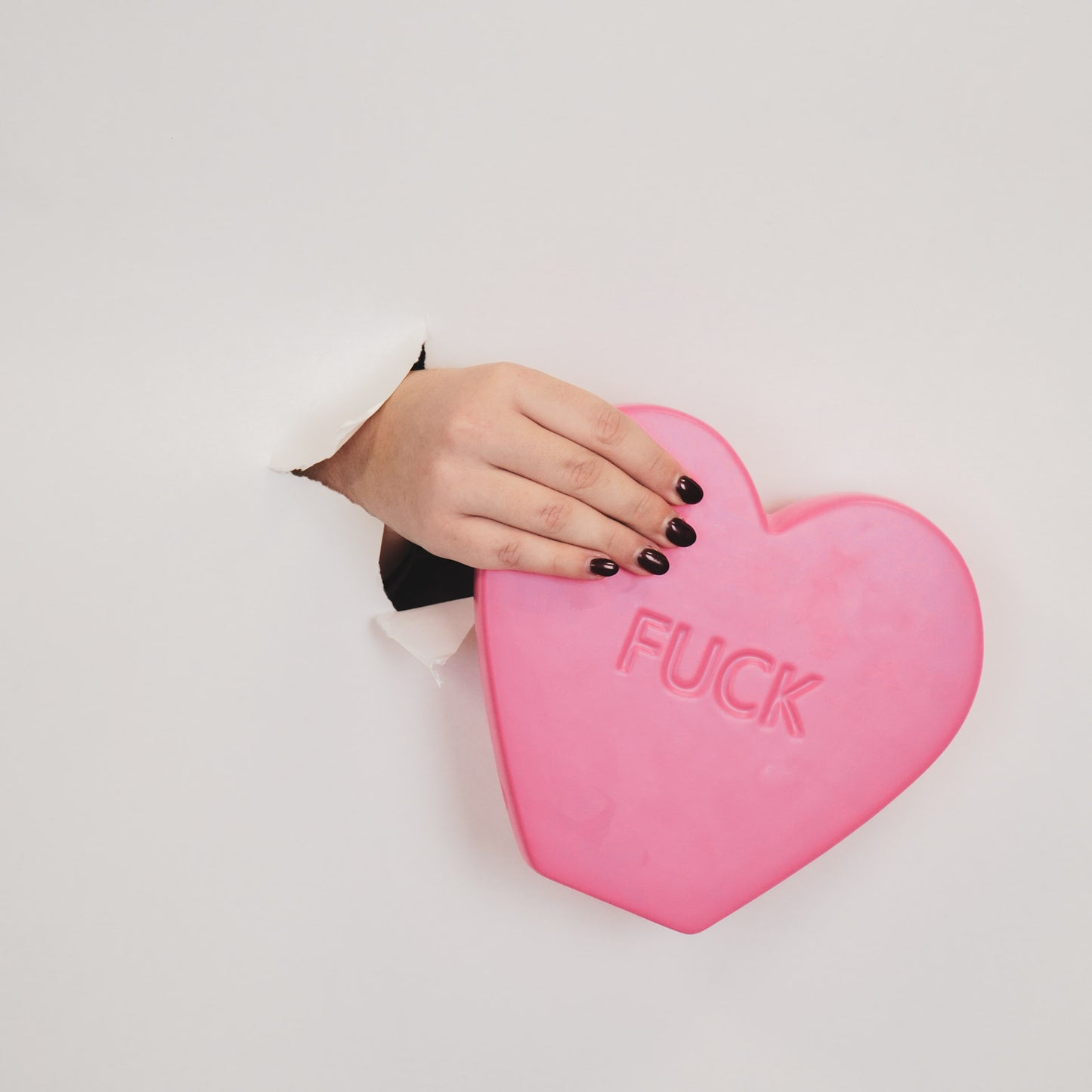 Ornament- Candy Heart 'FUCK'- Neon Pink- 20x4x18,5cm