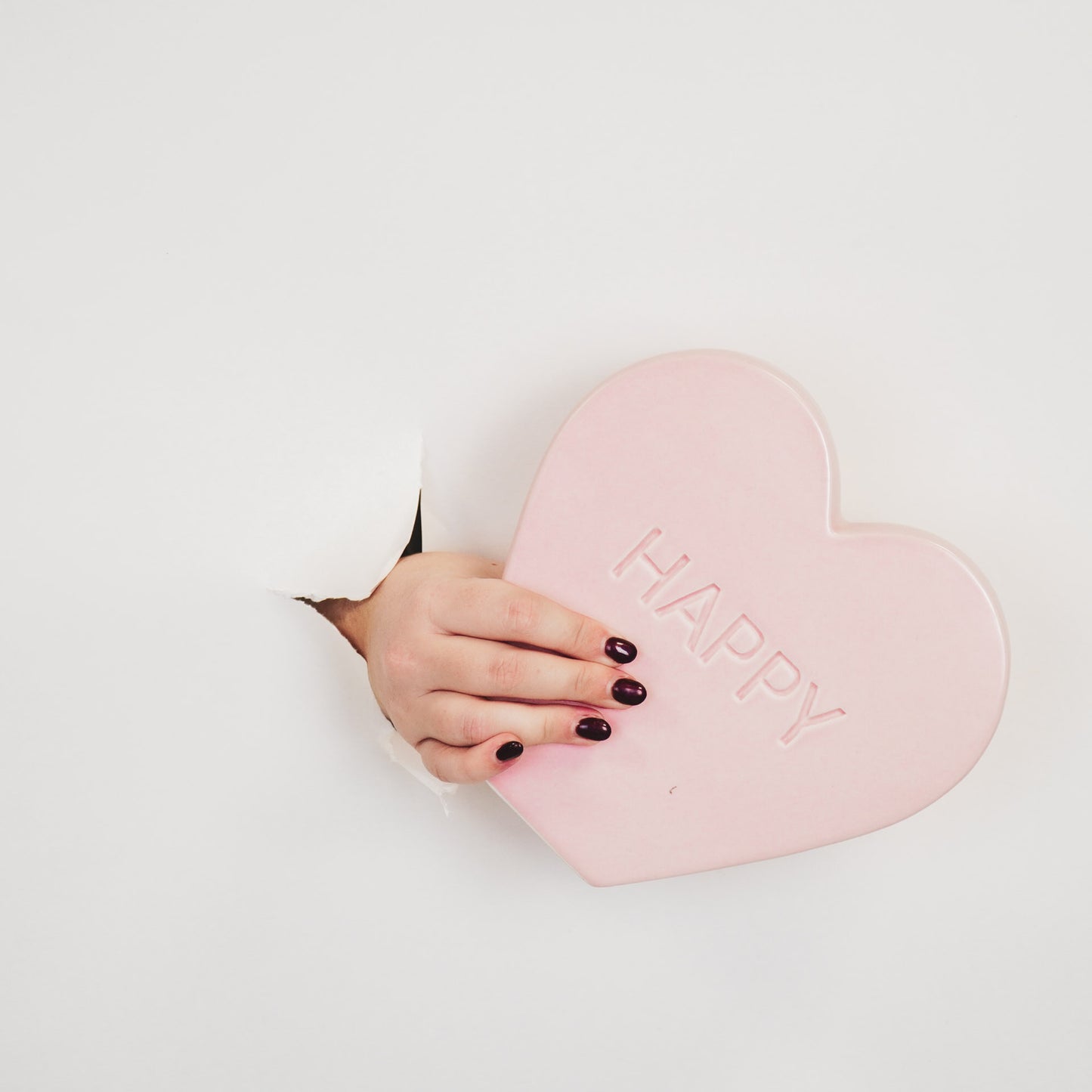 Ornament- Candy Heart 'HAPPY'- Light Pink- 20x4x18,5cm