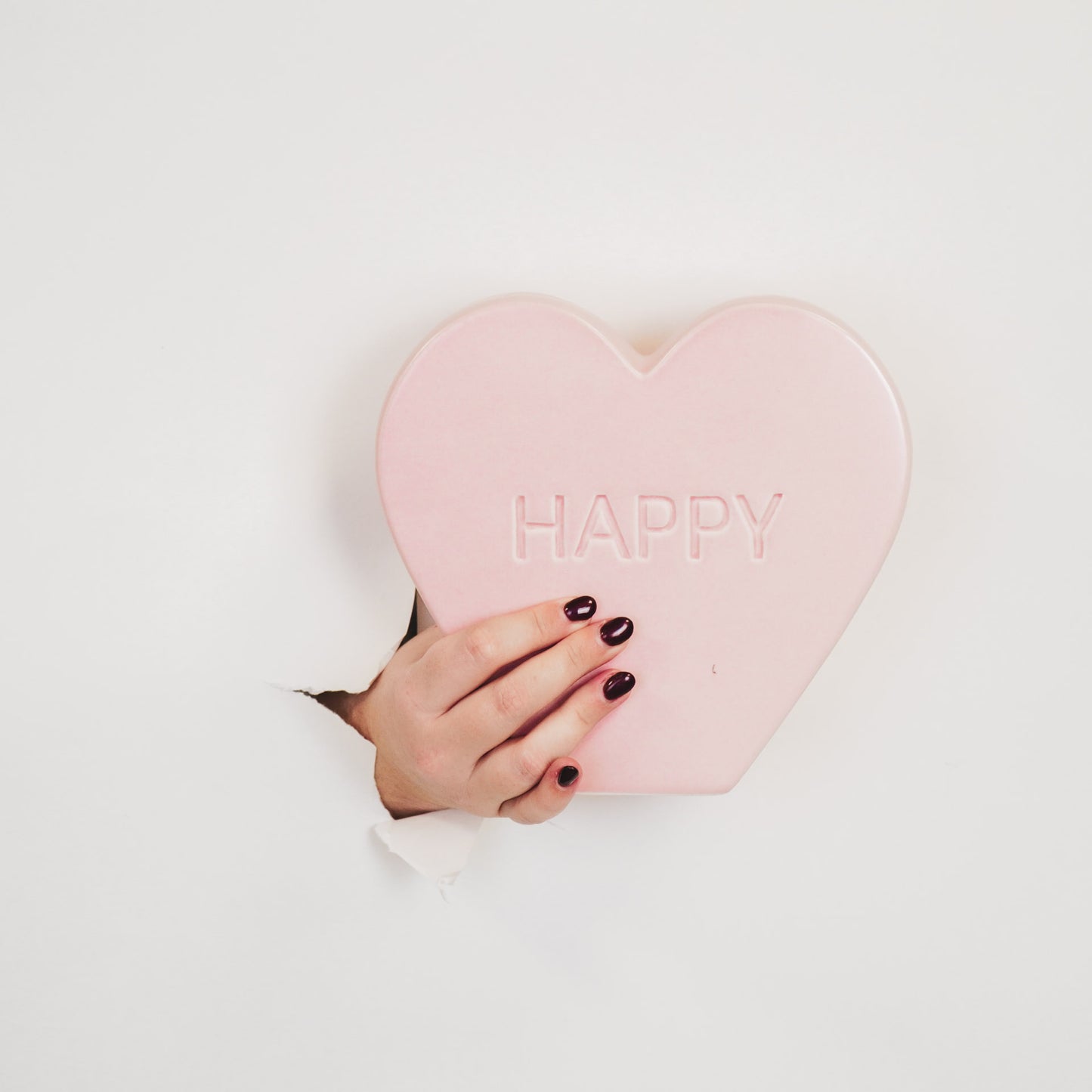 Ornament- Candy Heart 'HAPPY'- Light Pink- 20x4x18,5cm