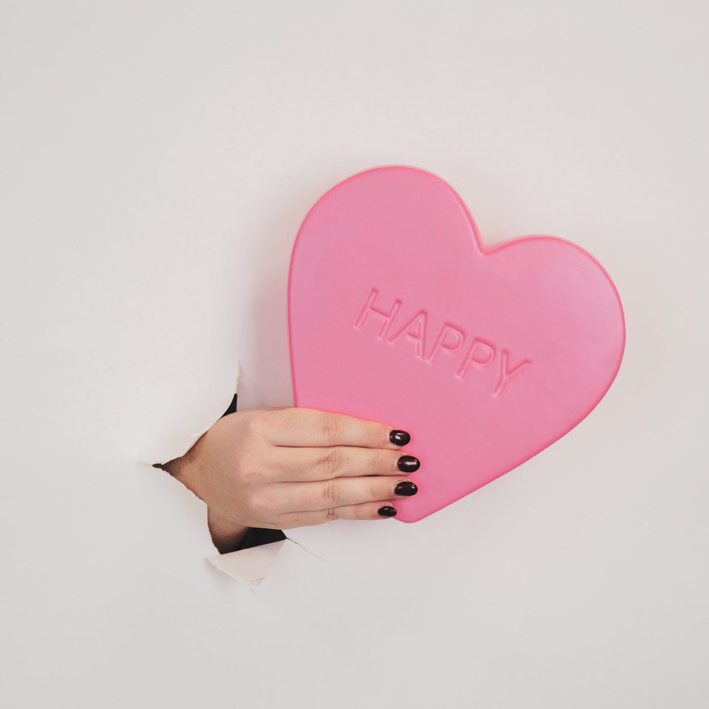 Ornament- Candy Heart  'HAPPY'- Neon Pink- 20x4x18,5cm