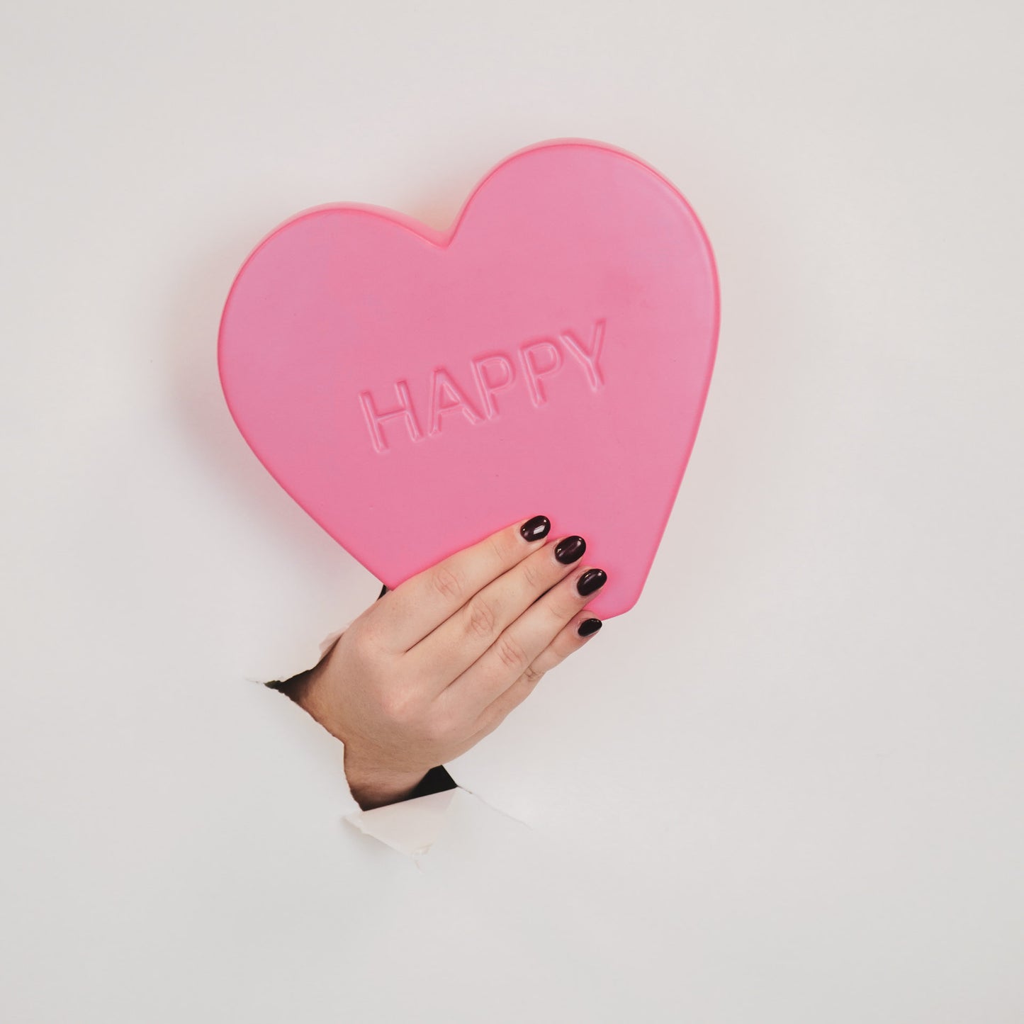 Ornament- Candy Heart  'HAPPY'- Neon Pink- 20x4x18,5cm