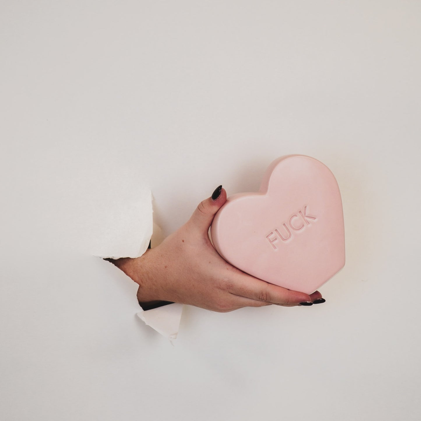 Ornament- Candy Heart 'FUCK'- Light Pink- 13x4x11,5cm