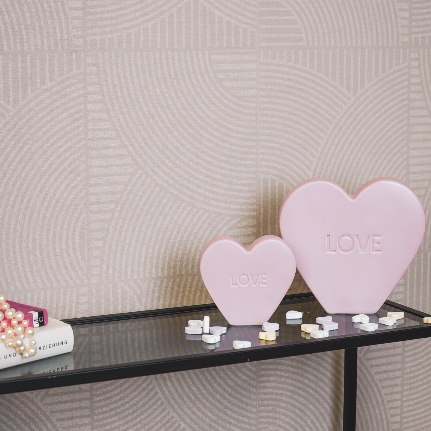 Ornament- Candy Heart 'LOVE'- Light Pink- 13x4x11,5cm