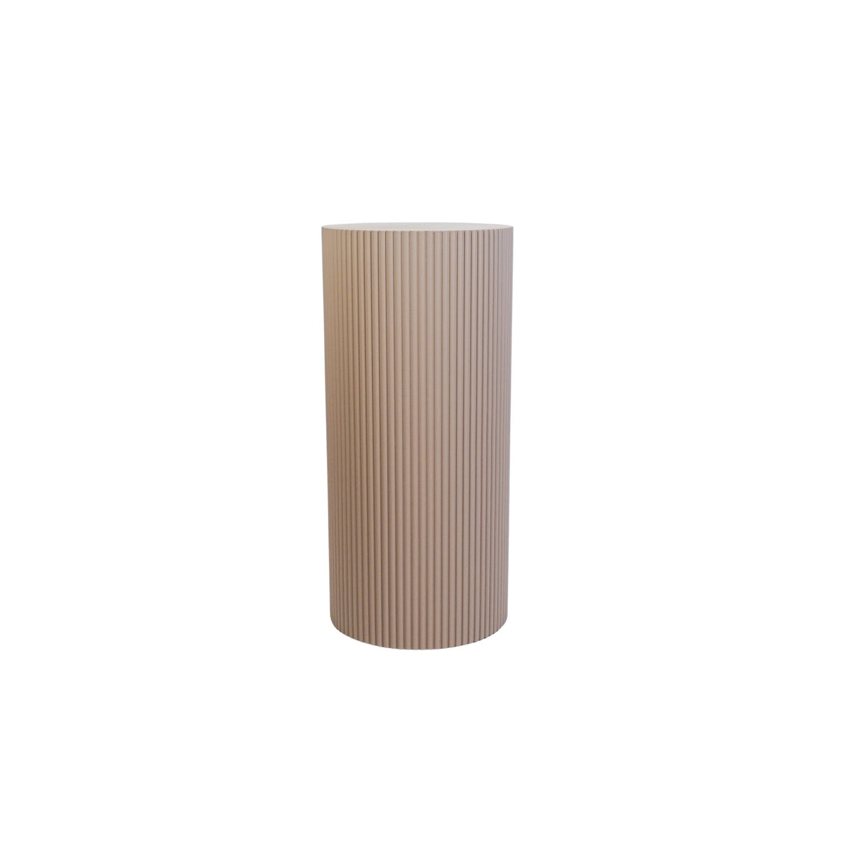 Round Side Table – Ribbed Cylinder Design – MDF – Taupe – 30x65cm