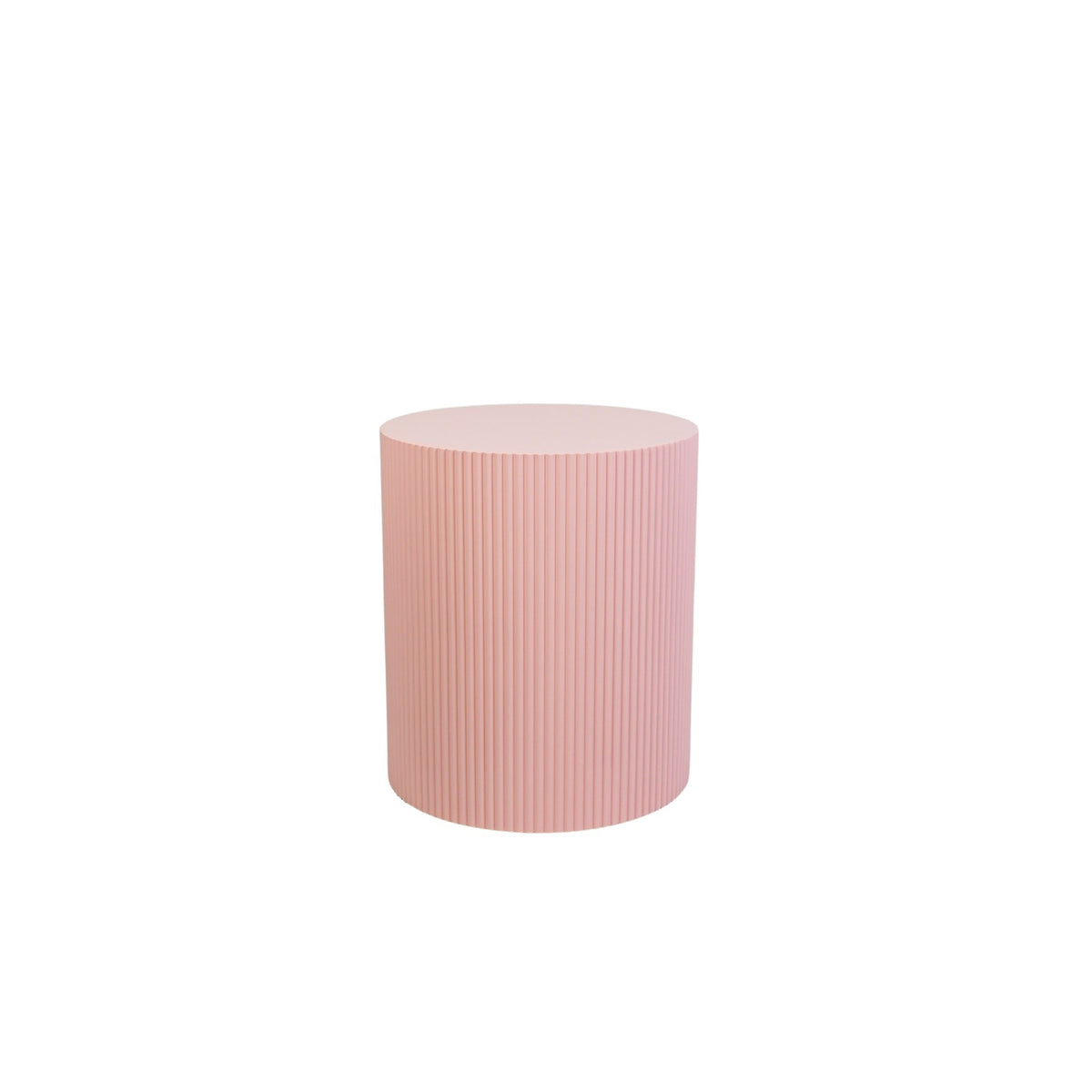 Round Side Table – Ribbed Cylinder Design – MDF – Light Pink – 39x45cm