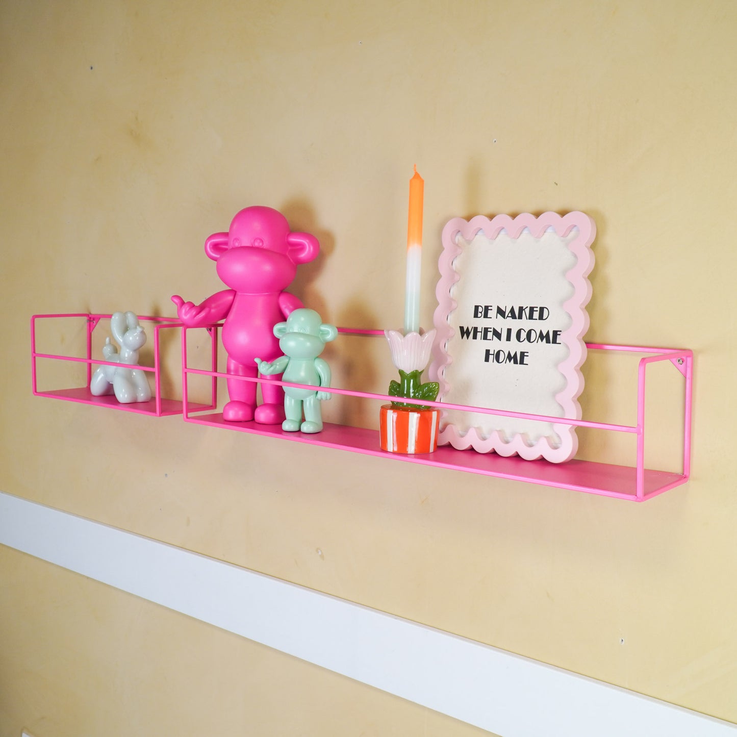 Wall Shelf - Metal - Neon Pink - Set of 2 - 40|80x14x16cm