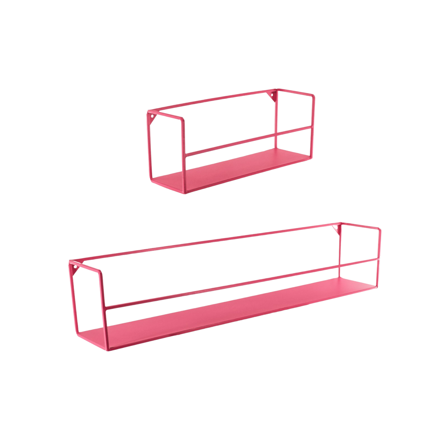 Wall Shelf - Metal - Neon Pink - Set of 2 - 40|80x14x16cm
