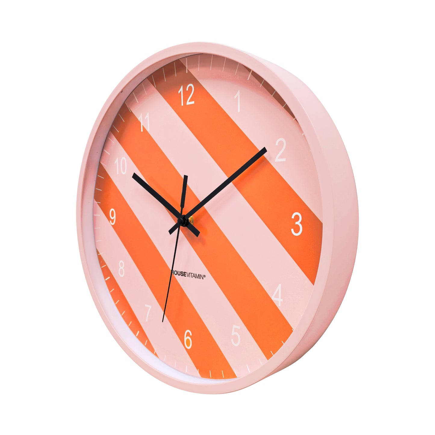 Clock - Wall Clock - Striped Pattern -Orange/Pink -34x4x34cm