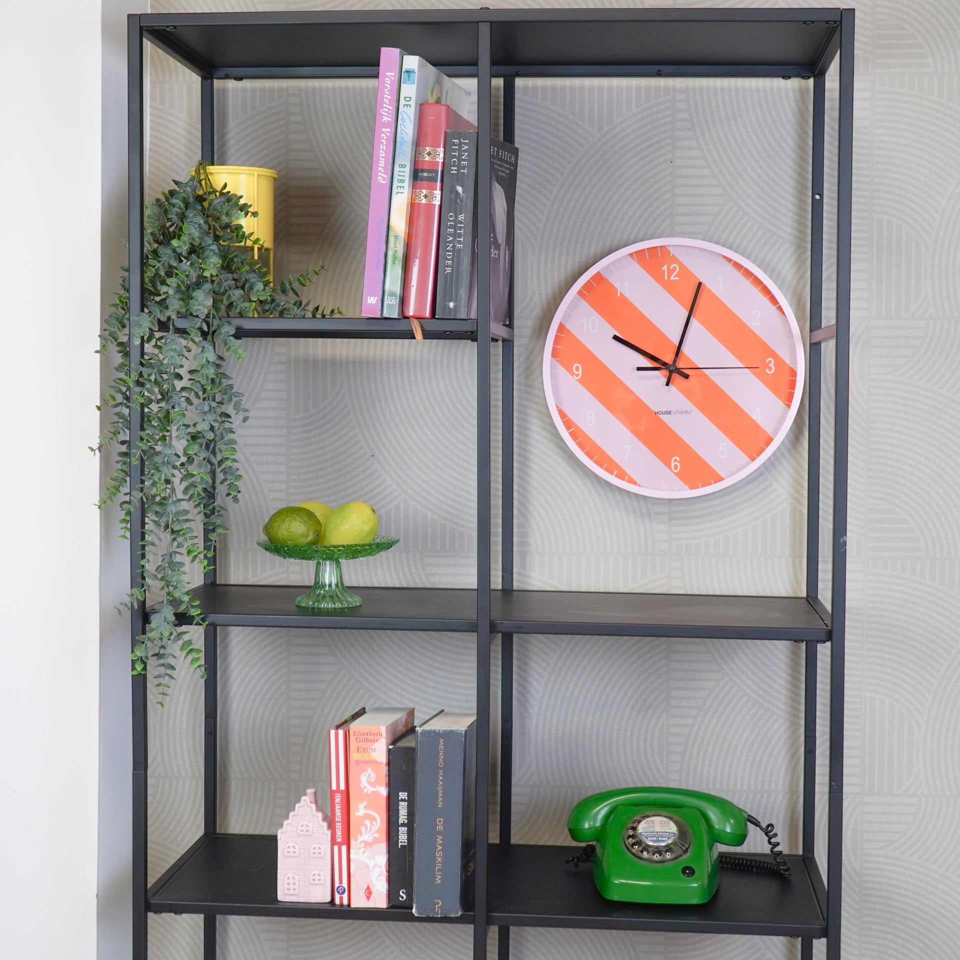 Clock - Wall Clock - Striped Pattern -Orange/Pink -34x4x34cm