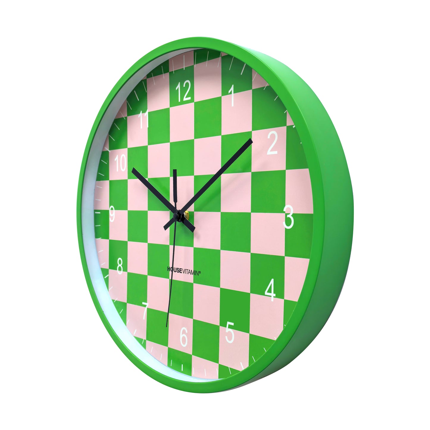Clock - Wall Clock - Block Pattern - Green/Pink - 34x4x34cm