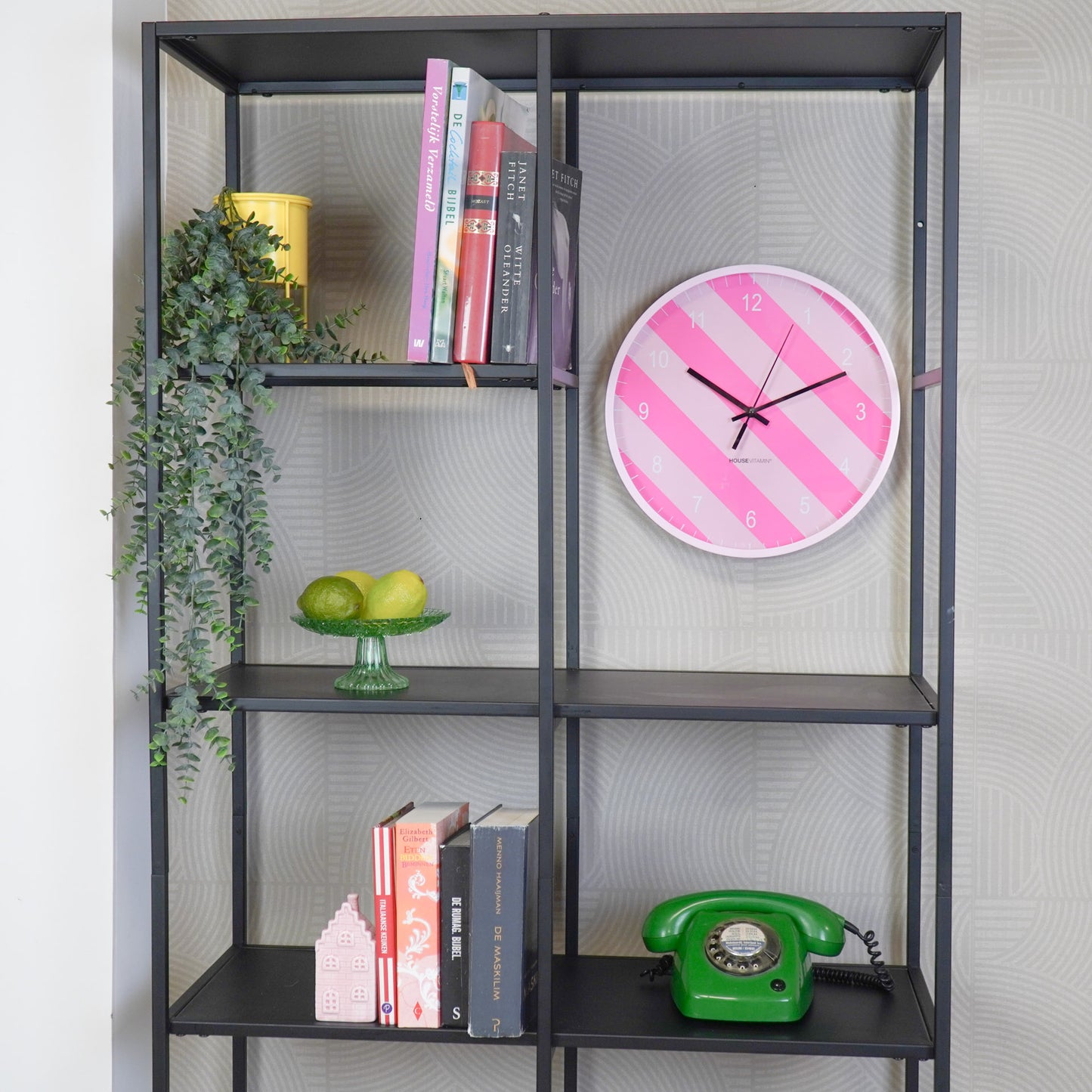 Clock - Wall Clock - Striped Pattern - Pink - 35x35x4cm