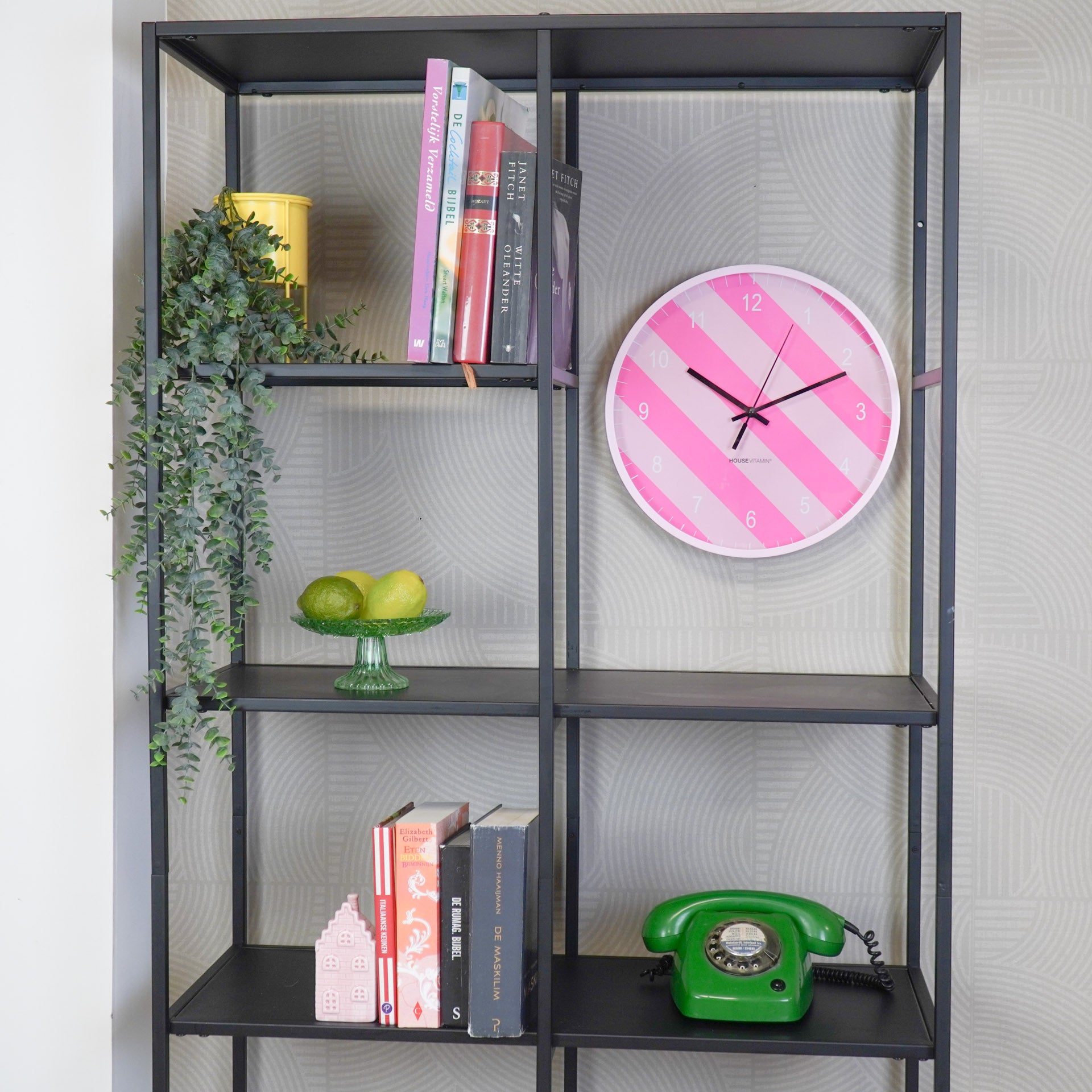 Clock - Wall Clock - Striped Pattern - Pink - 35x35x4cm