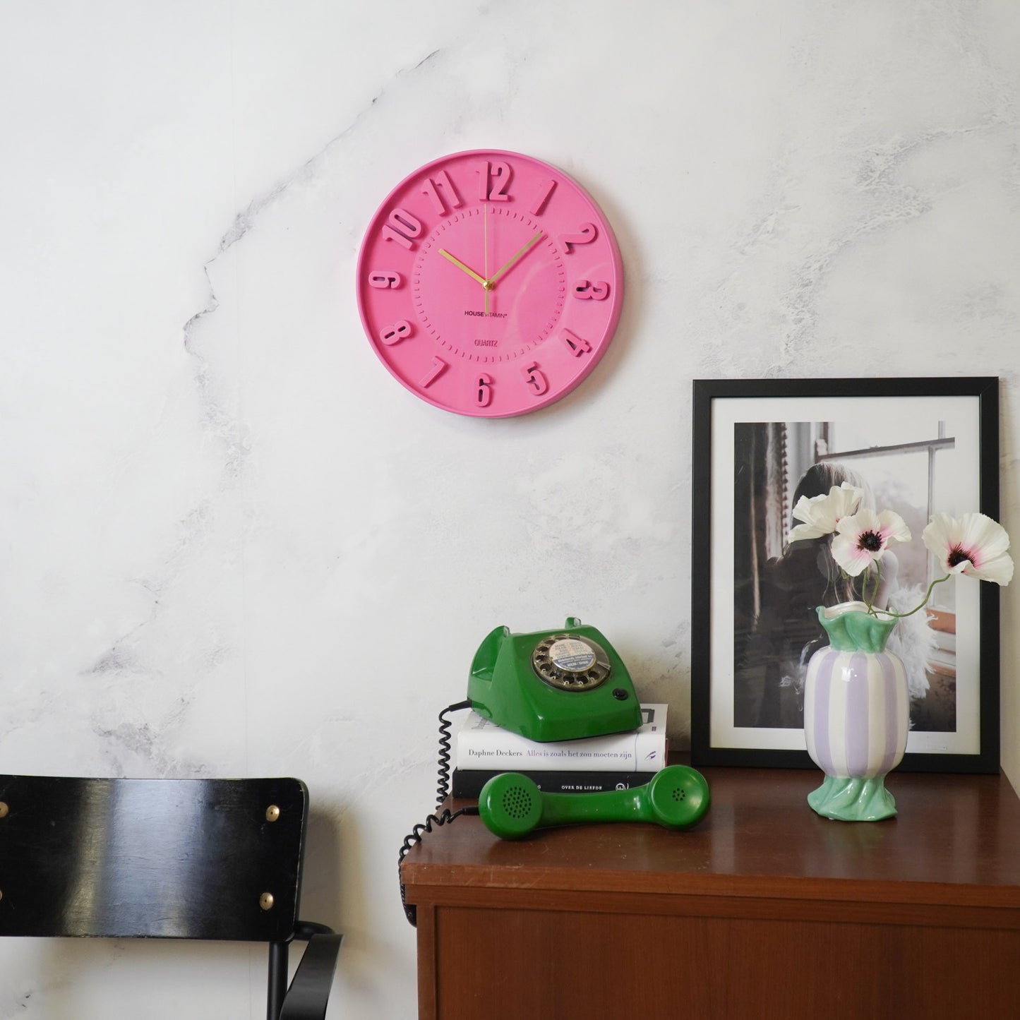 Clock- Wall Clock Numbers- Neon Pink -30x30x4cm