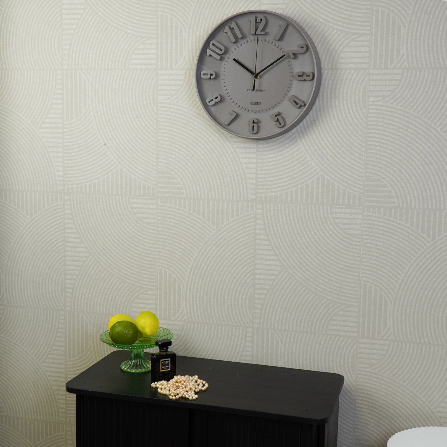 Clock- Wall Clock Numbers- Taupe -30x30x4cm