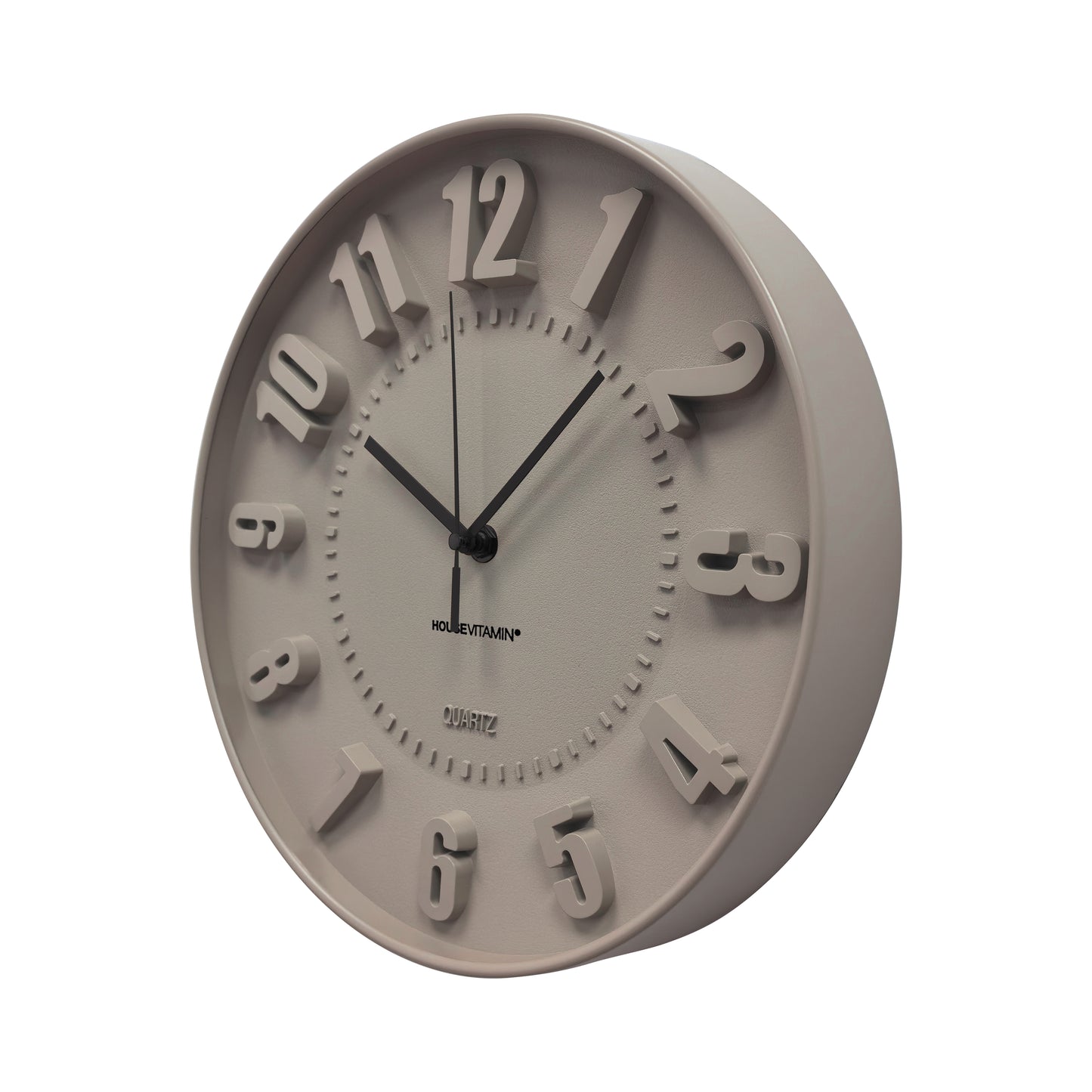 Clock- Wall Clock Numbers- Taupe -30x30x4cm