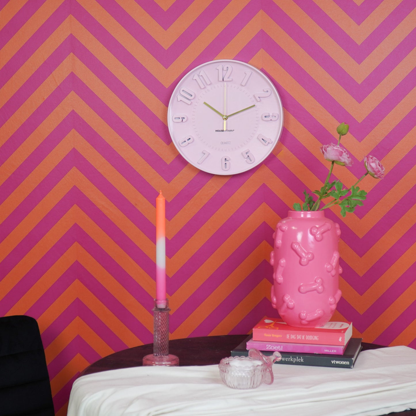 Clock- Wall Clock Numbers- Light Pink -30x30x4cm