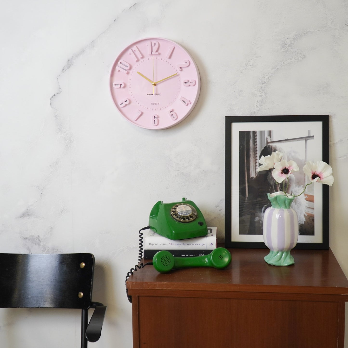 Clock- Wall Clock Numbers- Light Pink -30x30x4cm