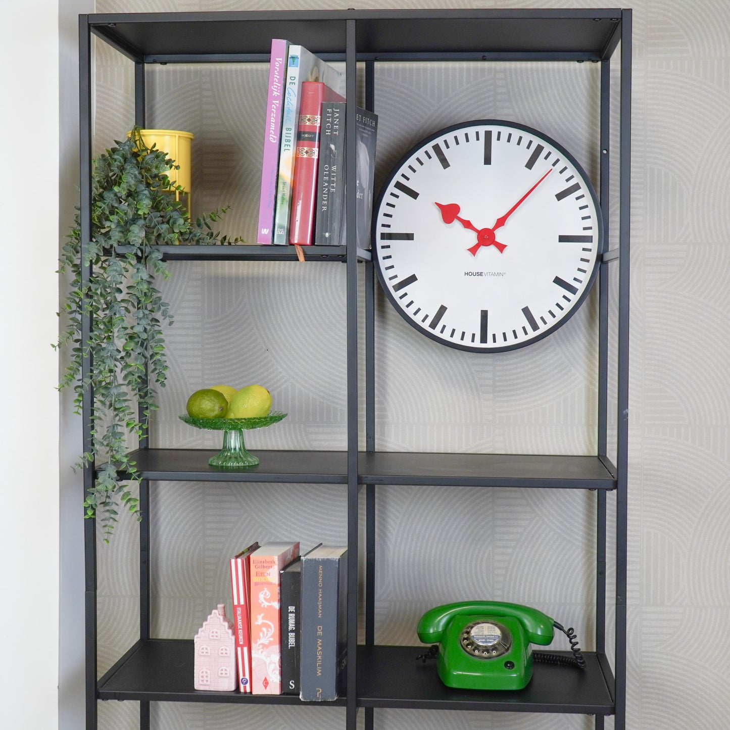Clock- Wall Clock Station - White/ Black- 40x40x4cm