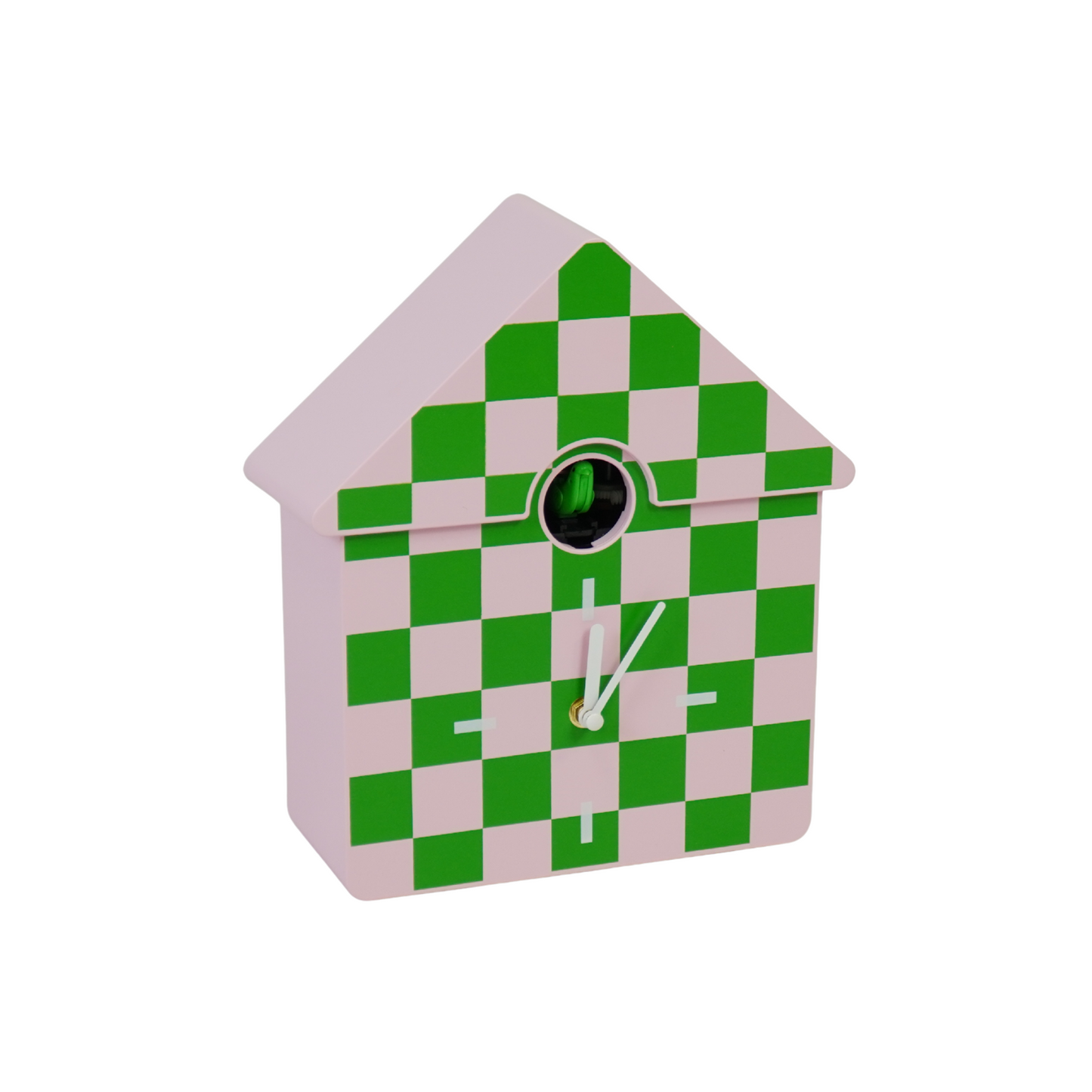 Clock- Wall Clock Cuckoo- Pattern- Green/Pink- 24x27x9cm